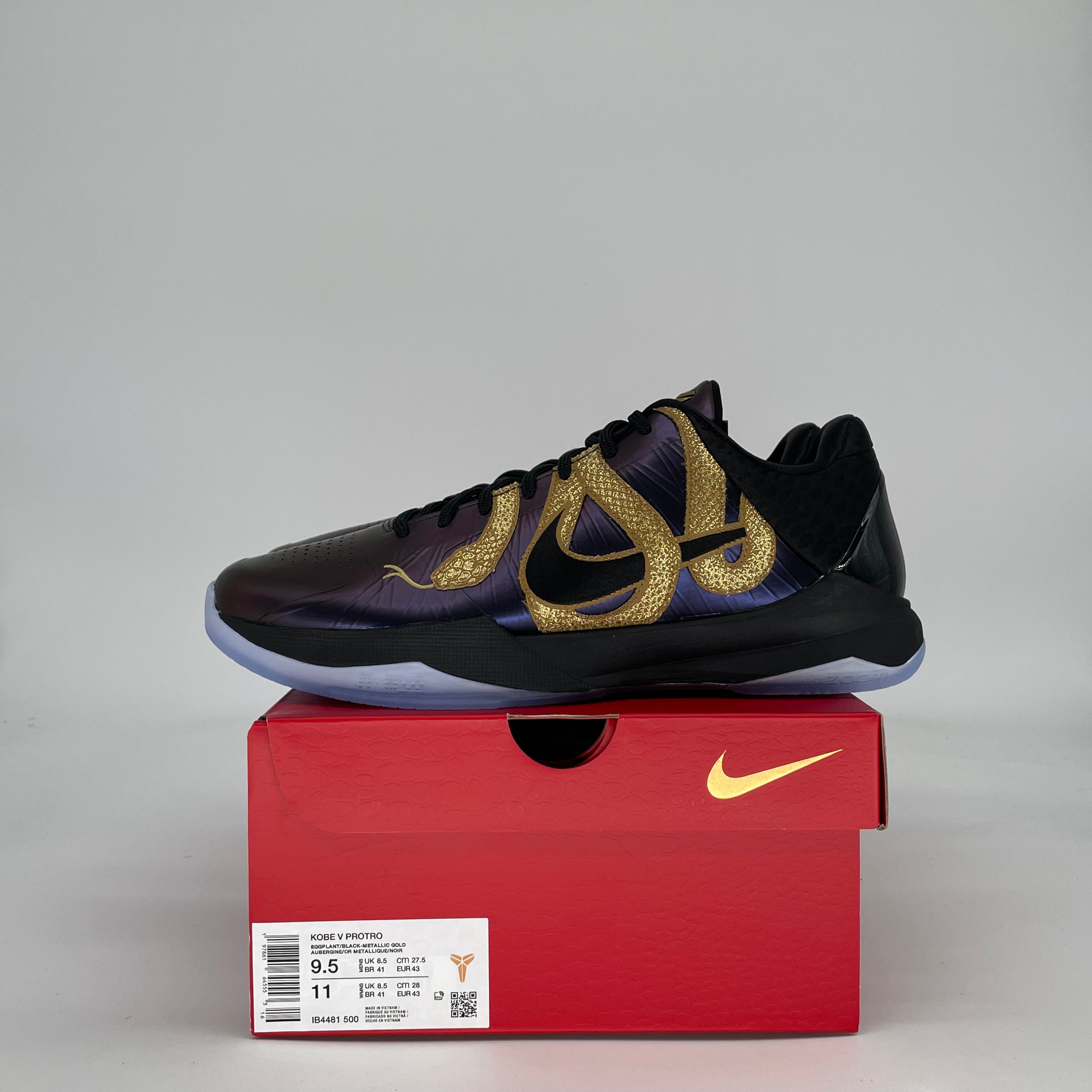 NIKE KOBE 5 PROTRO YEAR OF THE SNAKE EGGPLANT IB4481-500 SIZE 9.5/11W