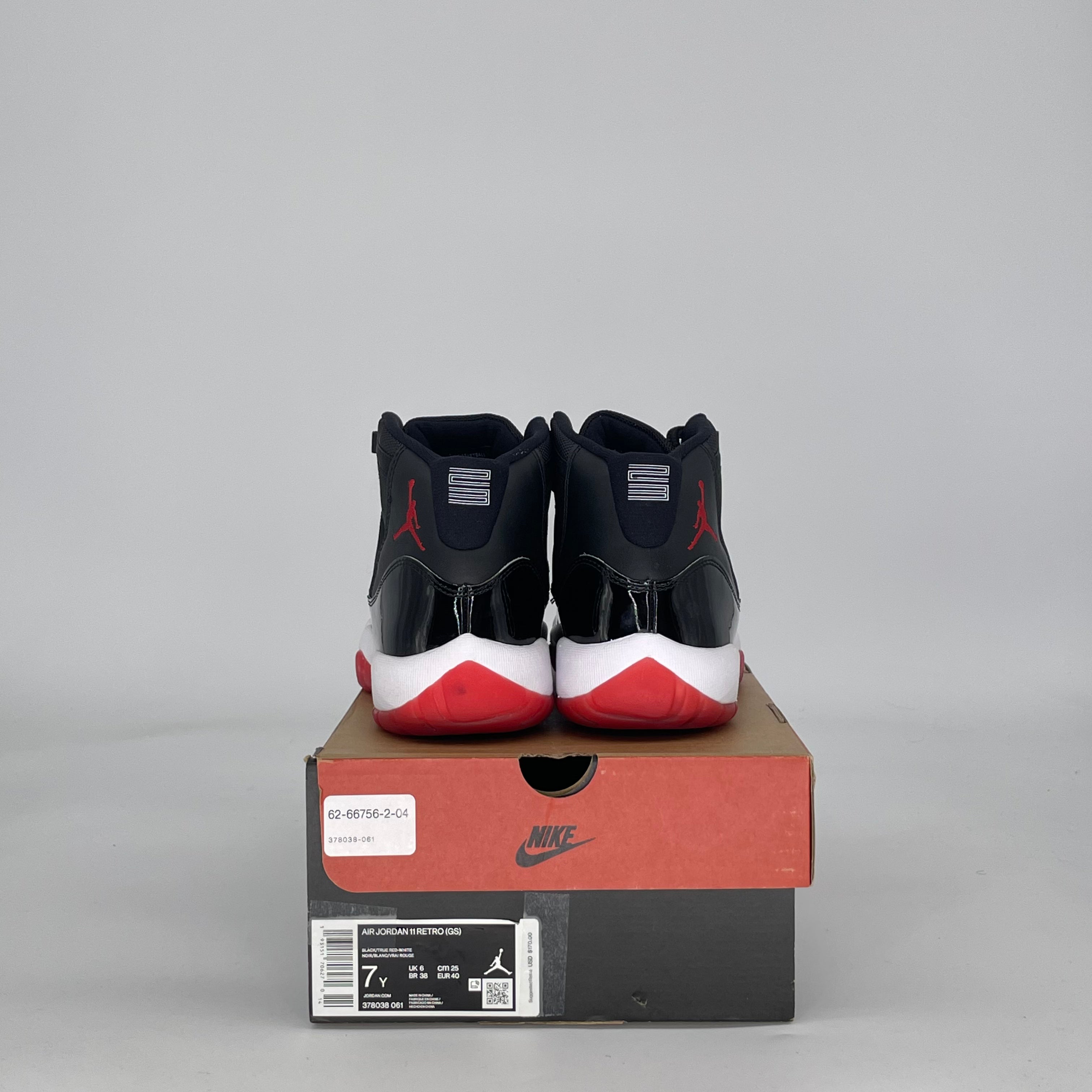 AIR JORDAN 11 PLAYOFFS BRED (2019) 378038-061 SIZE 7/8.5W GS