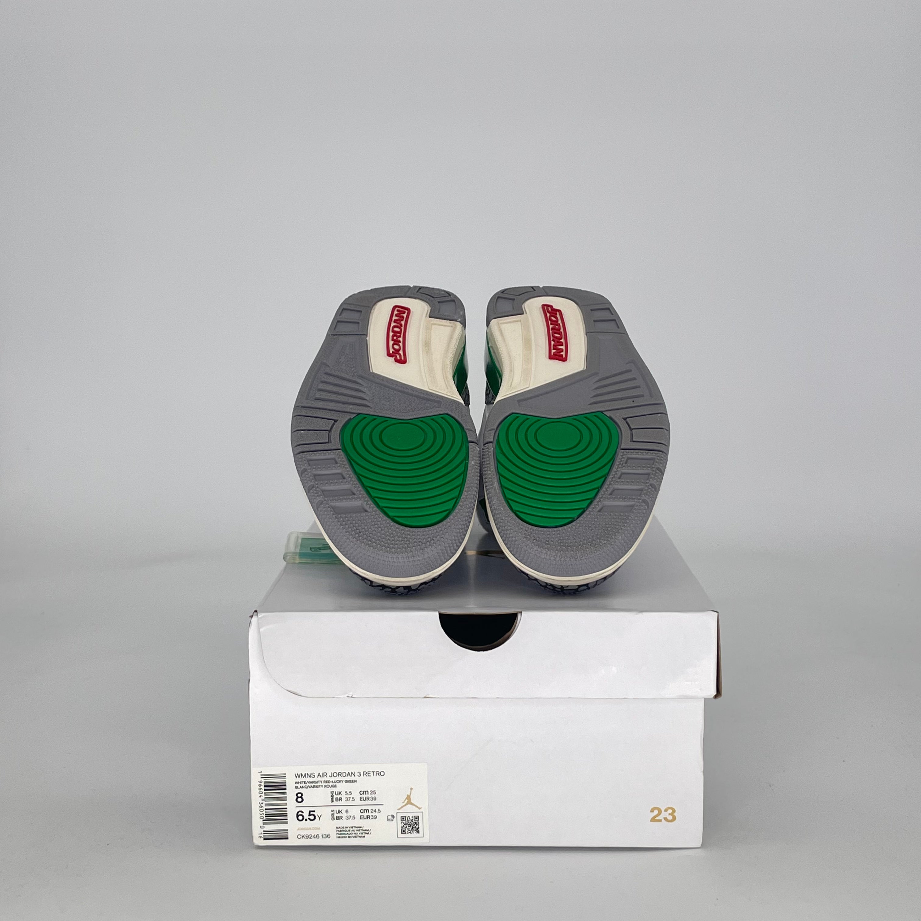 AIR JORDAN 3 LUCKY GREEN CK9246-136 SIZE 6.5/8W GS