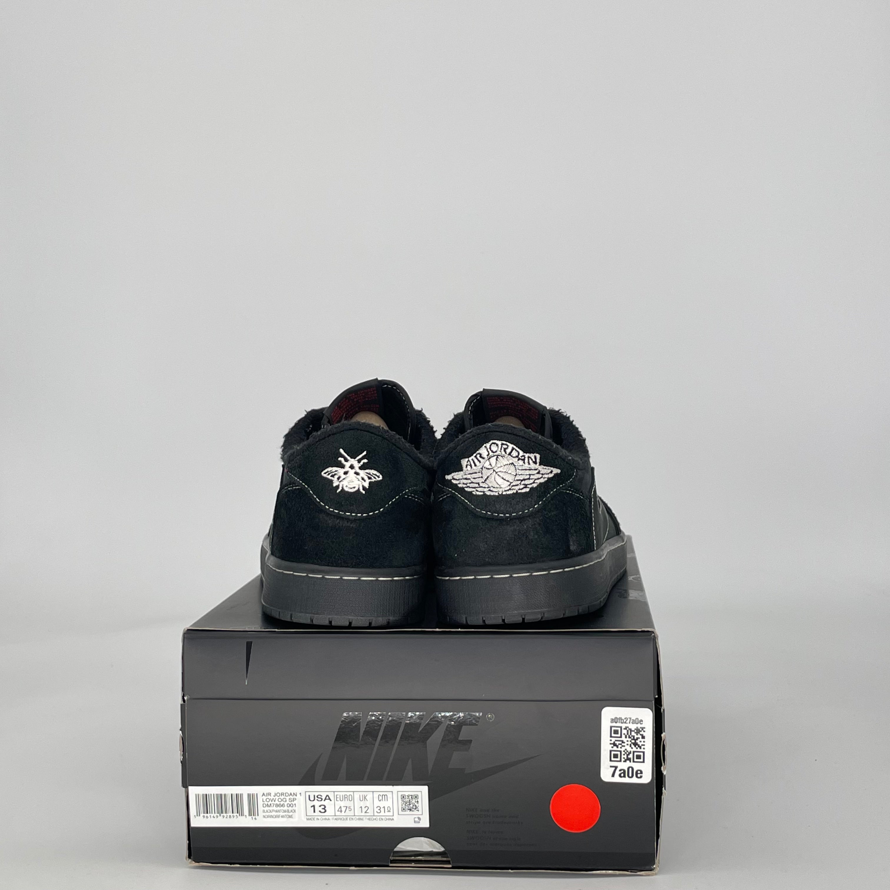 AIR JORDAN 1 LOW TRAVIS SCOTT BLACK PHANTOM DM7866-001 SIZE 13/14.5W