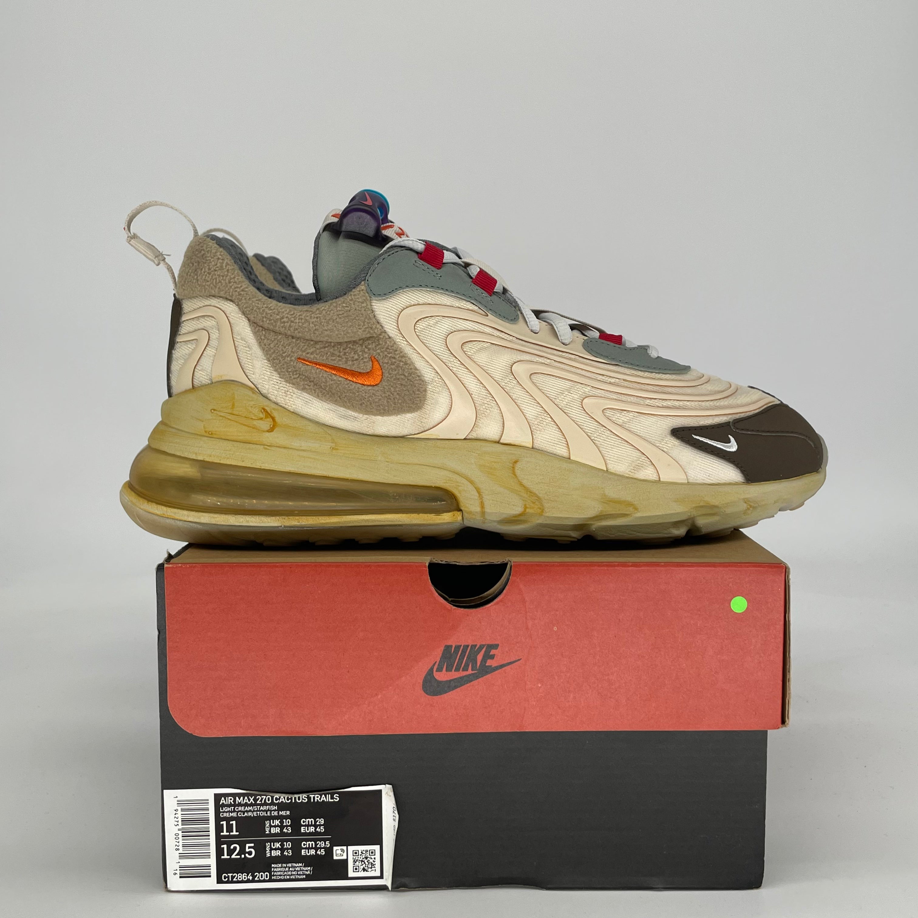 TRAVIS SCOTT X NIKE AIR MAX 270 CACTUS TRAILS CT2864-200 SIZE 11/12.5W