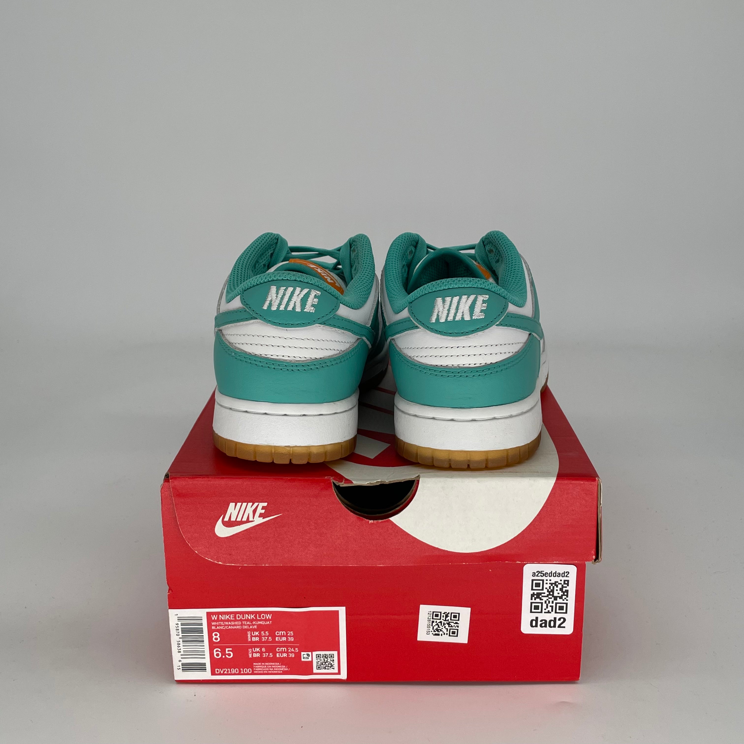 NIKE DUNK LOW TEAL ZEAL W SIZE 6.5/8W DV2190-100