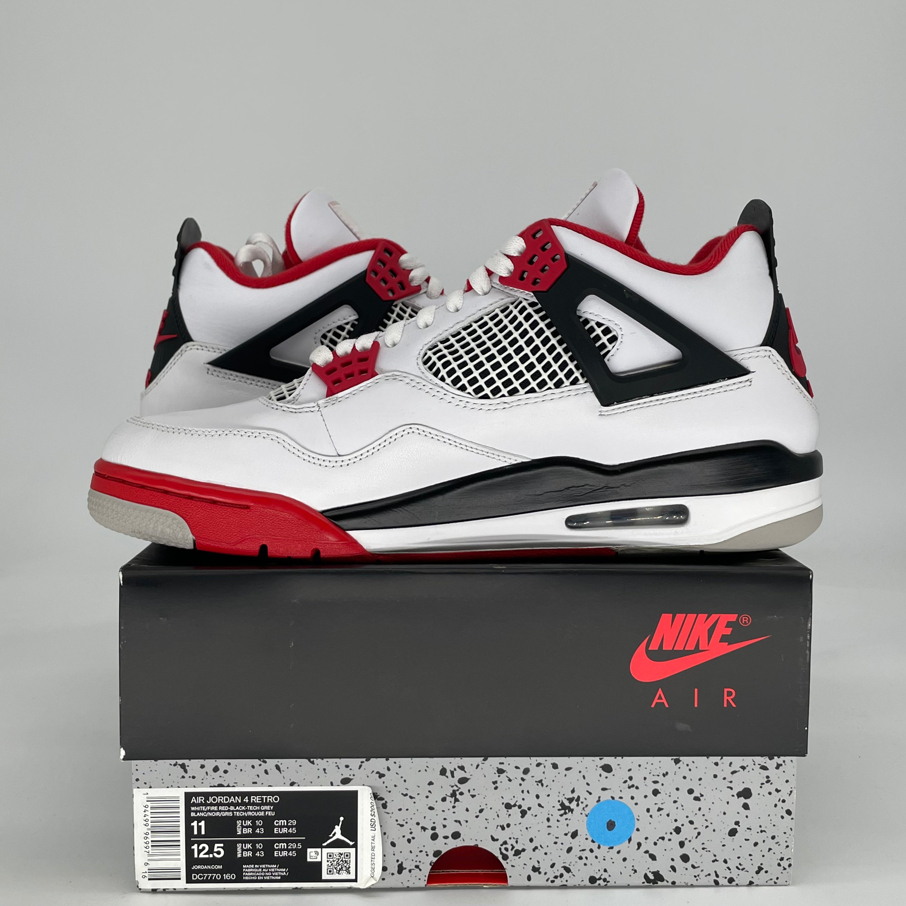 AIR JORDAN 4 FIRE RED DC7770-160 SIZE 11/12.5W