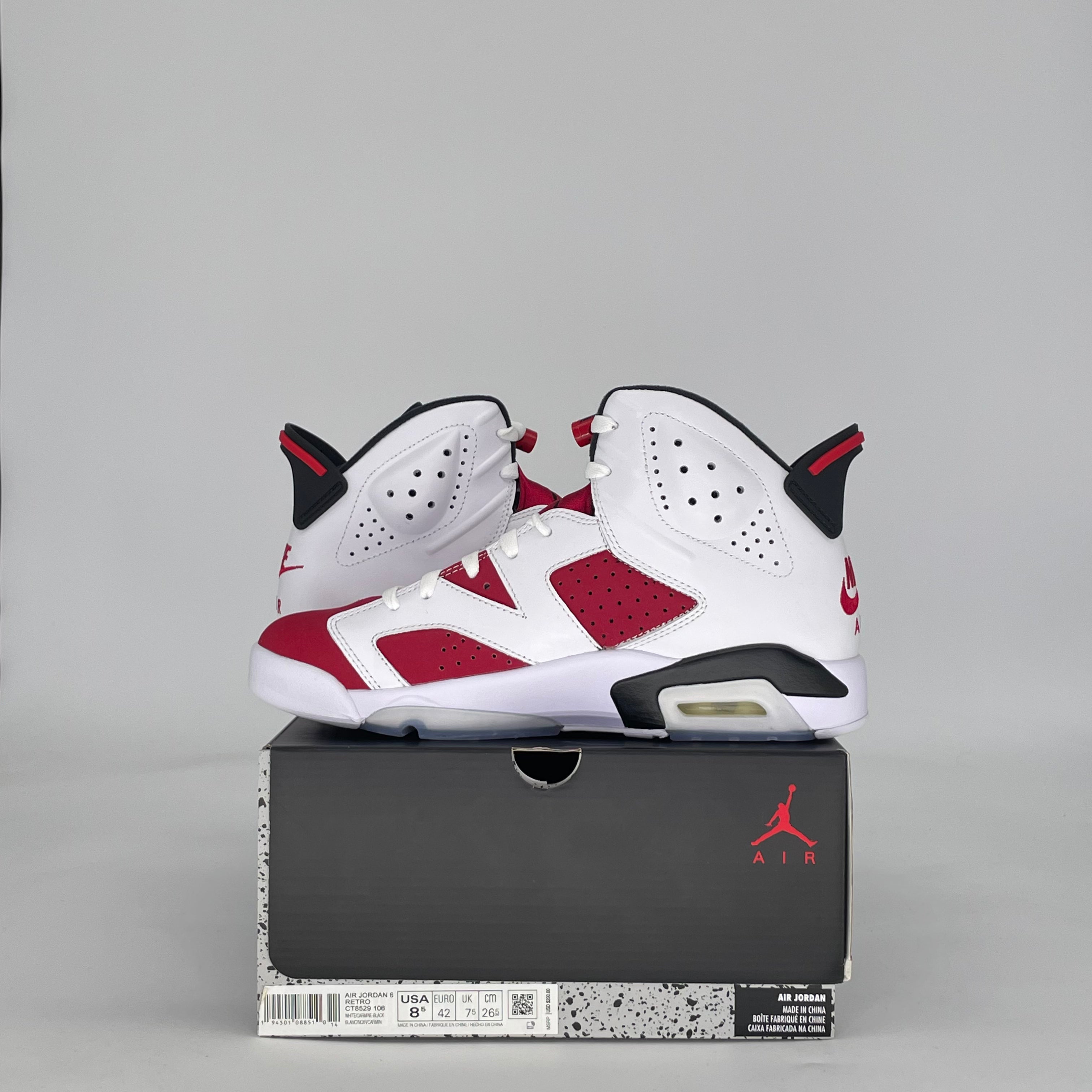 AIR JORDAN 6 CARMINE (2021) CT8529-106 SIZE 8.5/10W