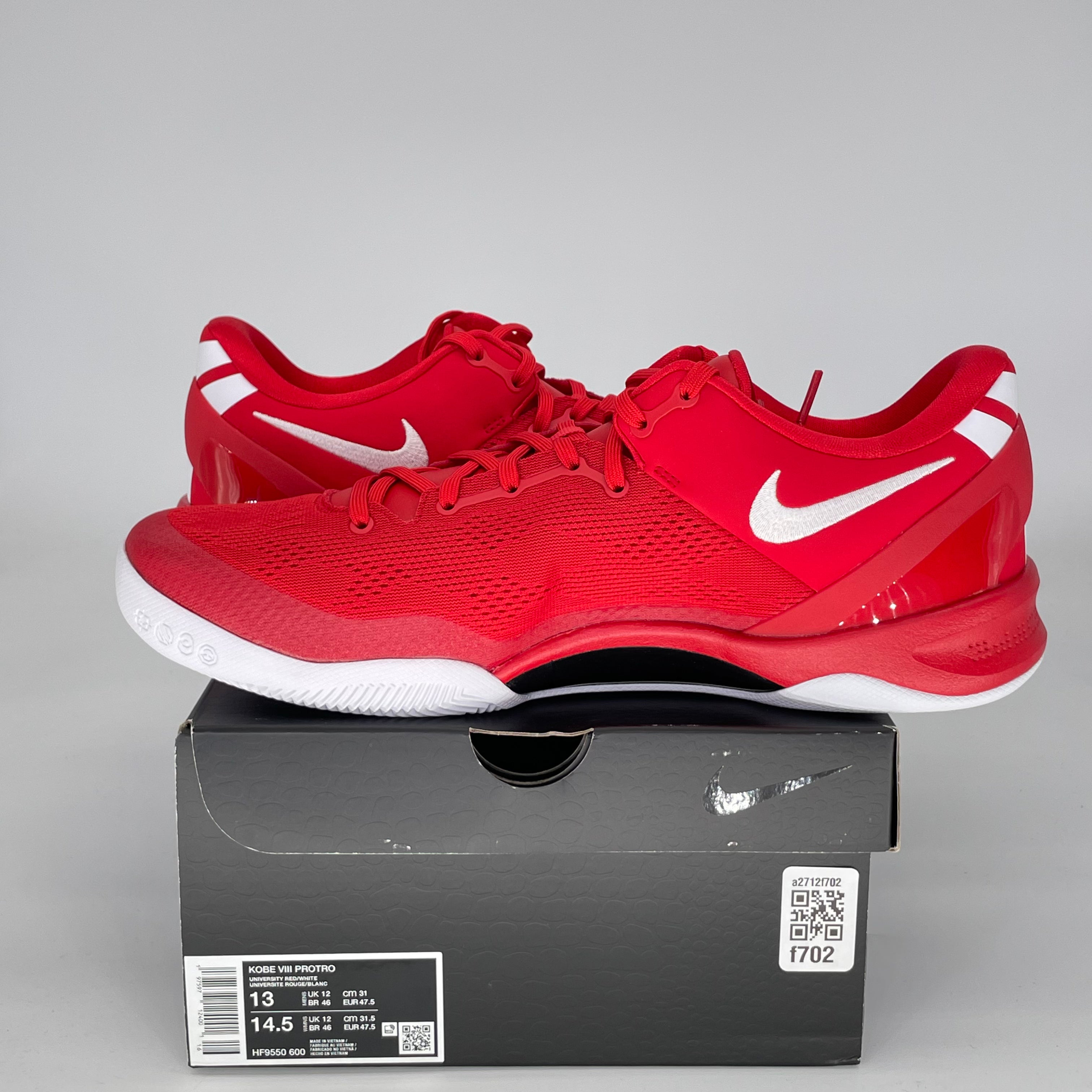 NIKE KOBE 8 PROTRO UNIVERSITY RED HF9550-600 SIZE 13/14.5W