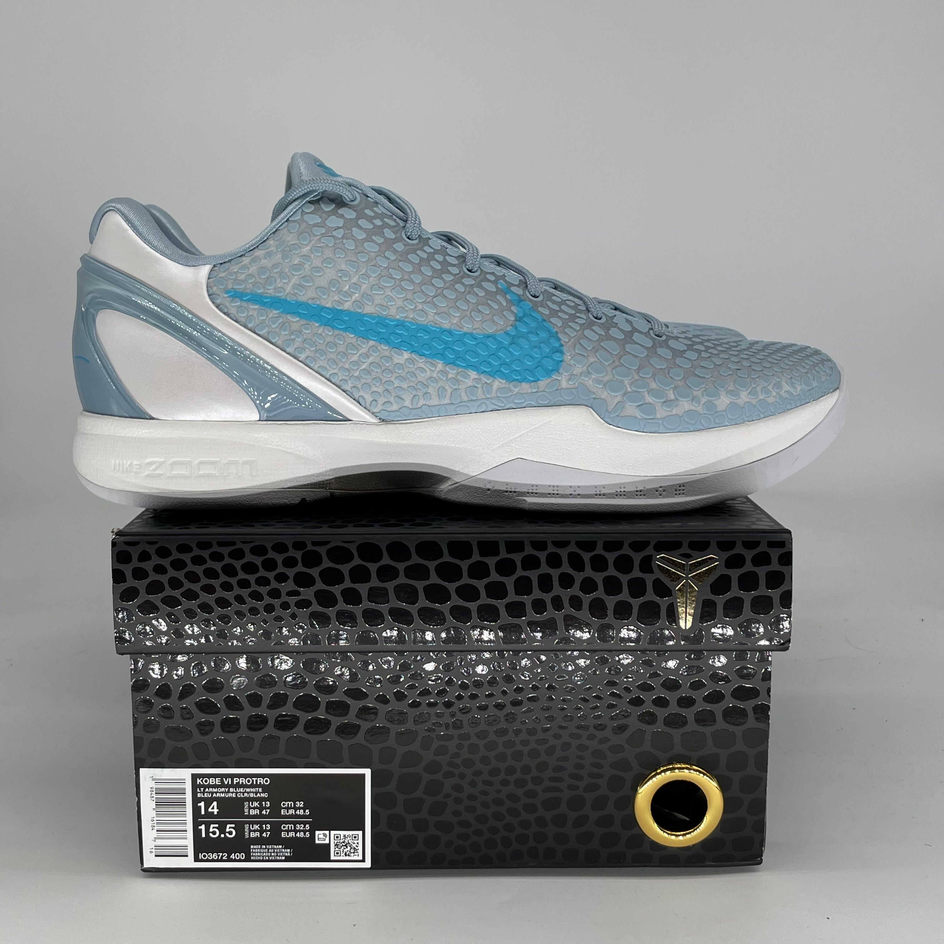 NIKE KOBE 6 PROTRO CAITLIN CLARK LIGHT ARMORY BLUE IO3672-400 SIZE 14/15.5W