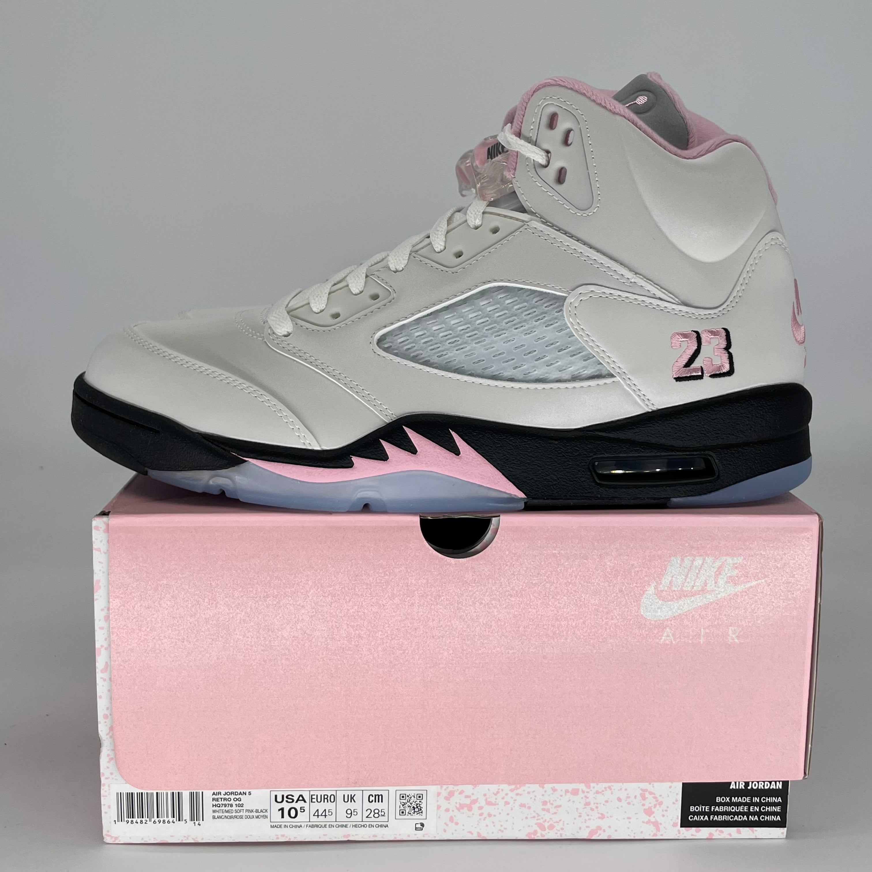 AIR JORDAN 5 MEDIUM SOFT PINK HQ7978-102 SIZE 10.5/12W