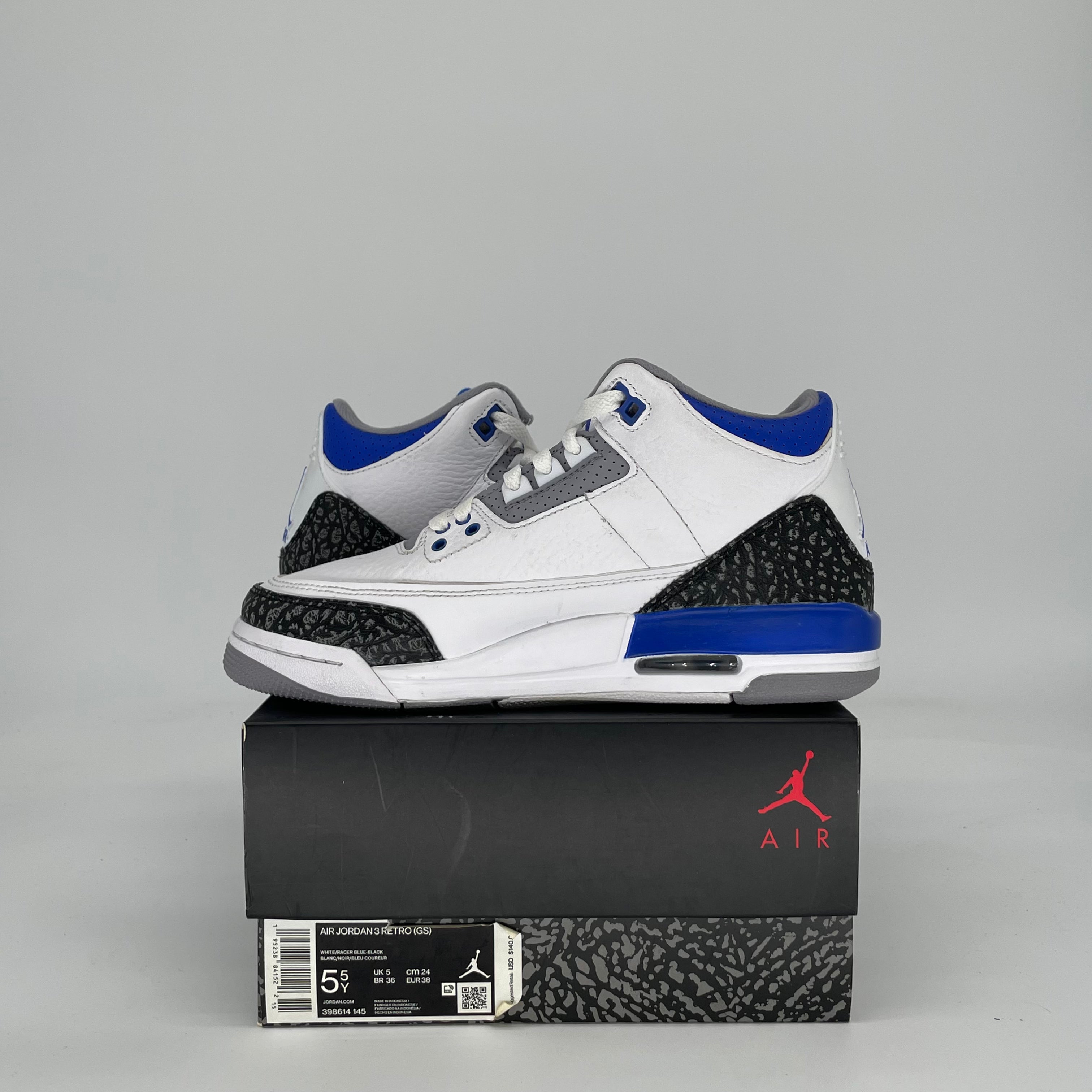 AIR JORDAN 3 RACER BLUE CT8532-145 SIZE 5.5/7W