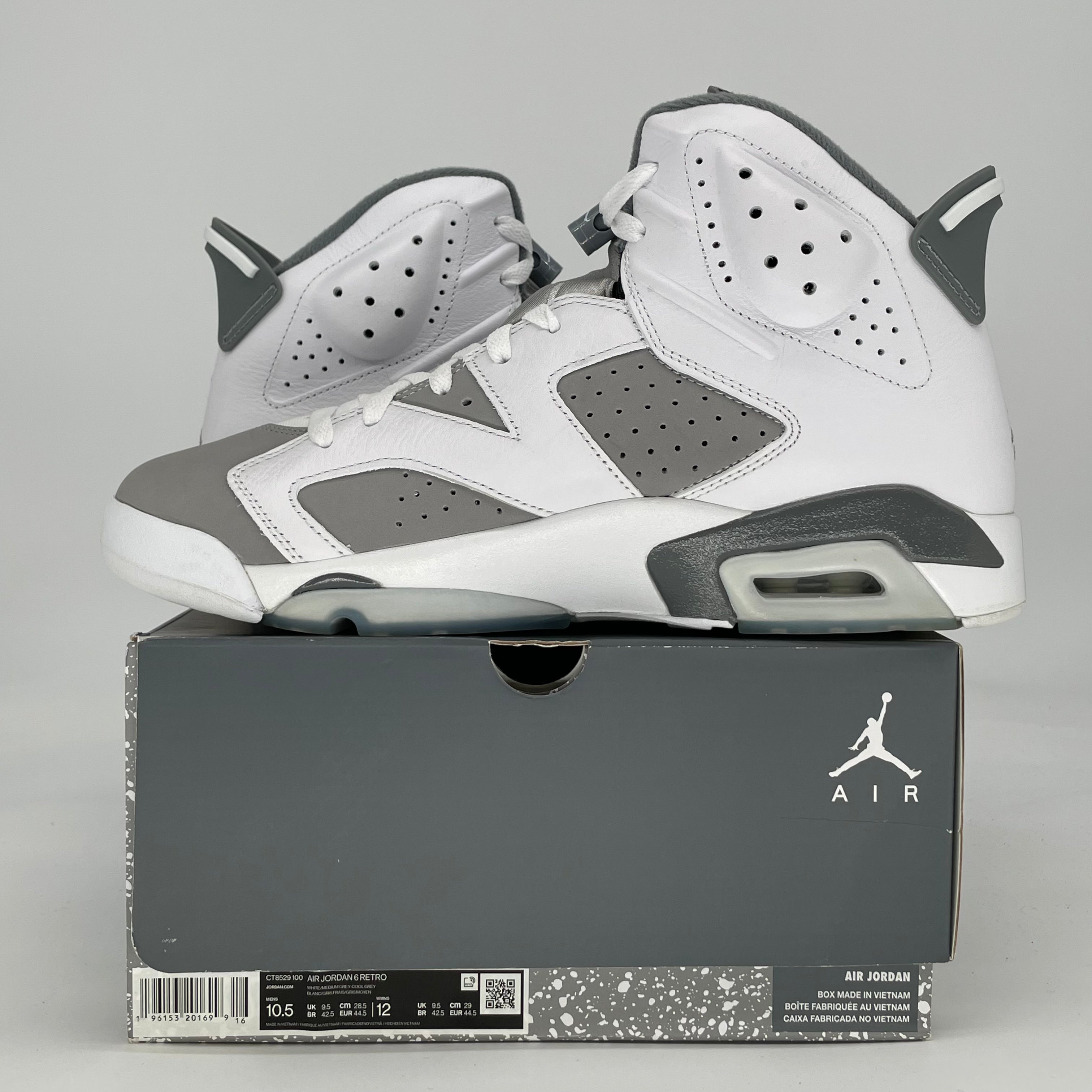 AIR JORDAN 6 COOL GREY CT8529-100 SIZE 10.5/12W