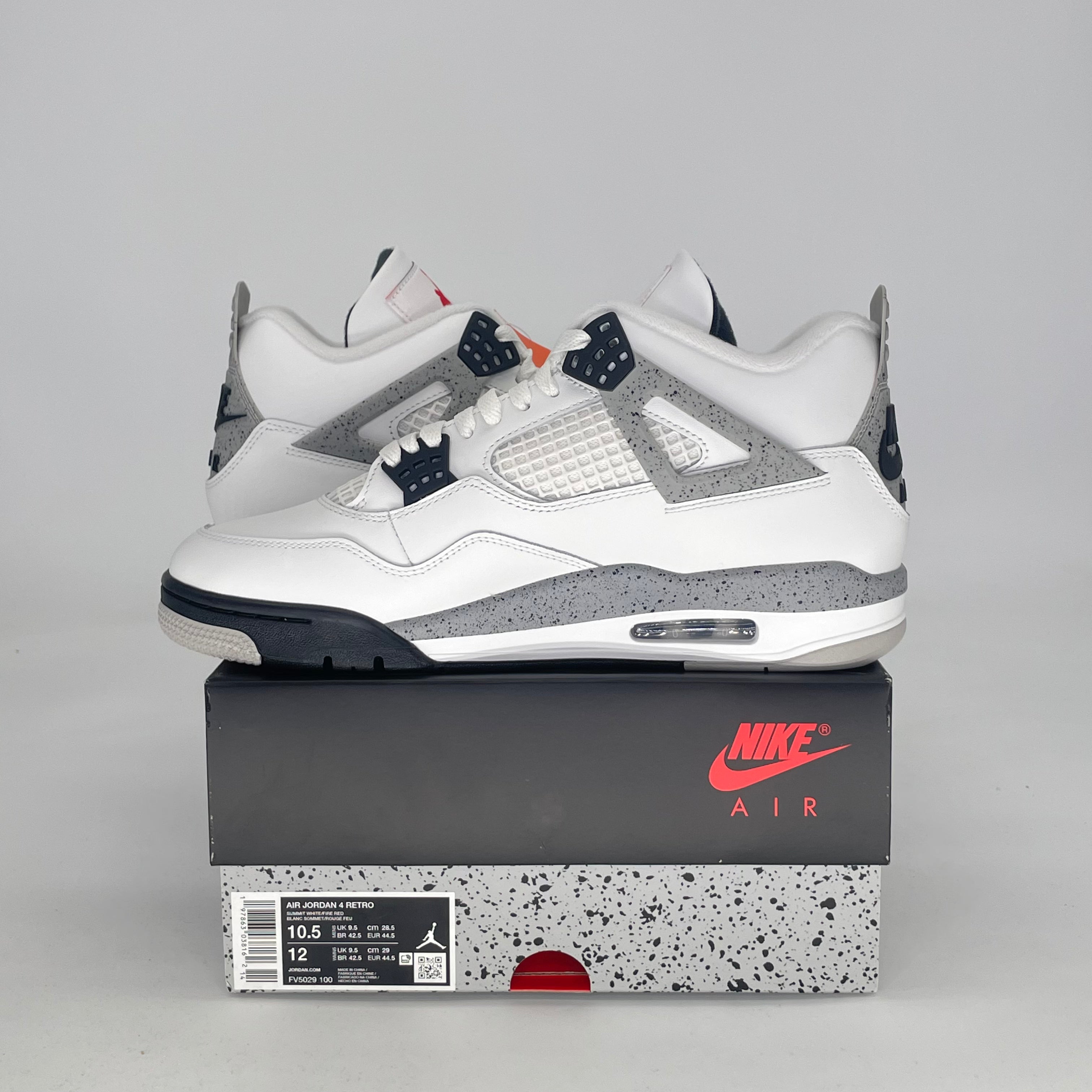 AIR JORDAN 4 WHITE CEMENT FV5029-100 SIZE 10.5/12W