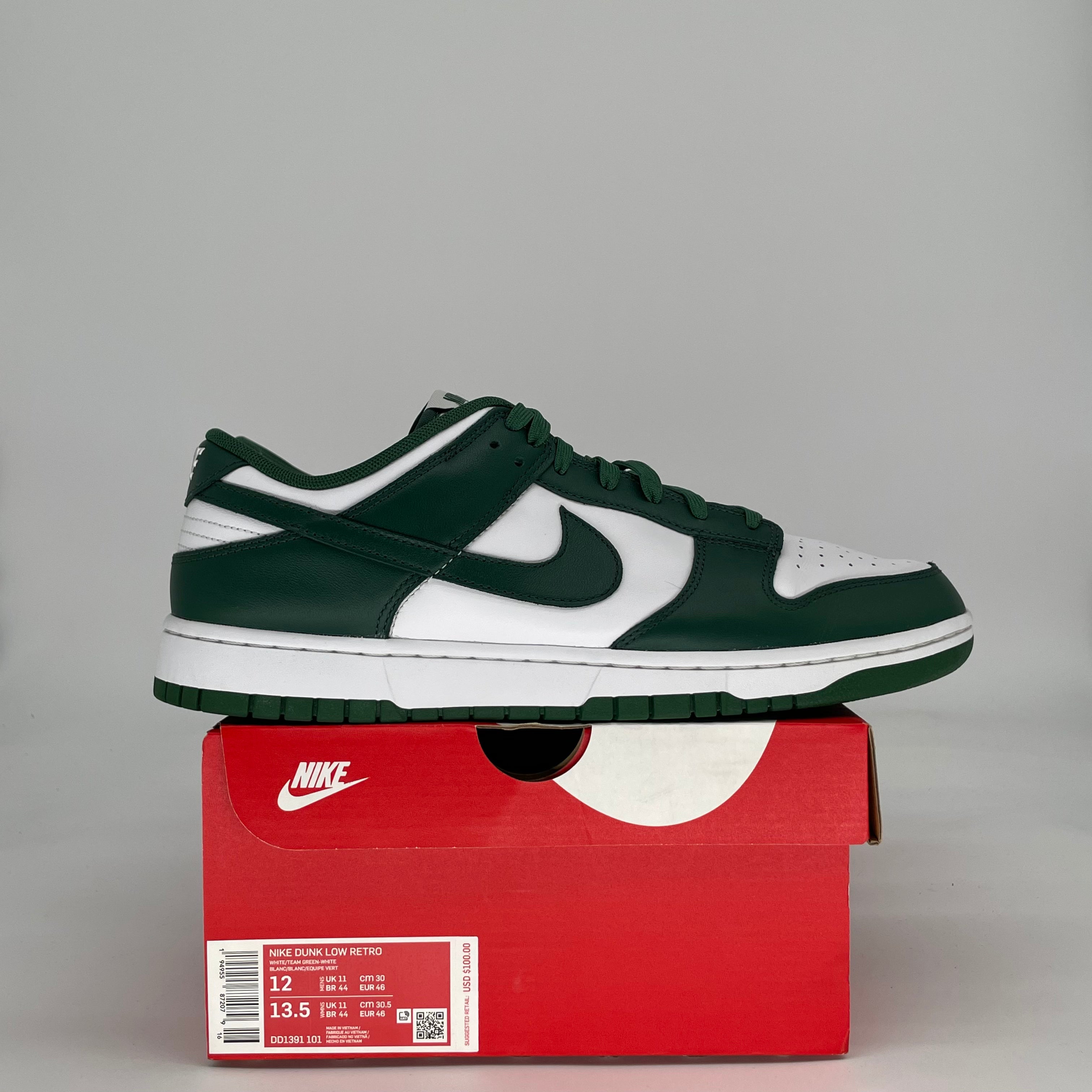 NIKE DUNK LOW MICHIGAN STATE DD1391-101 SIZE 12/13.5W