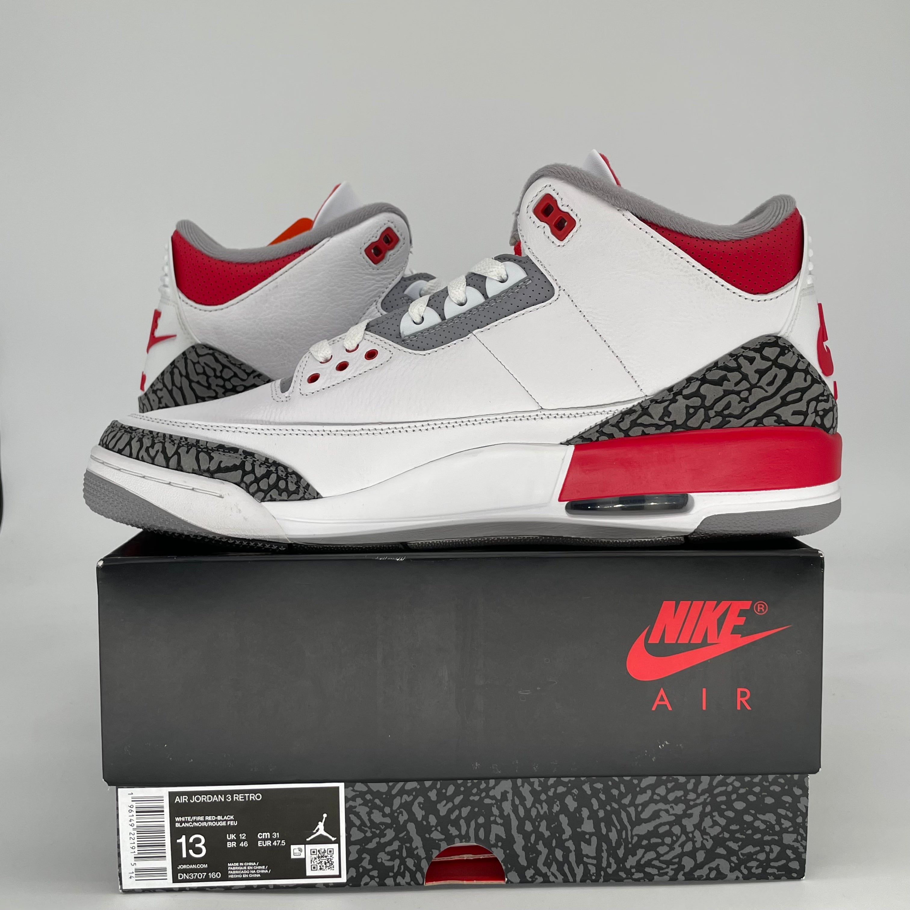 AIR JORDAN 3 FIRE RED DN3707-160 SIZE 13/14.5W