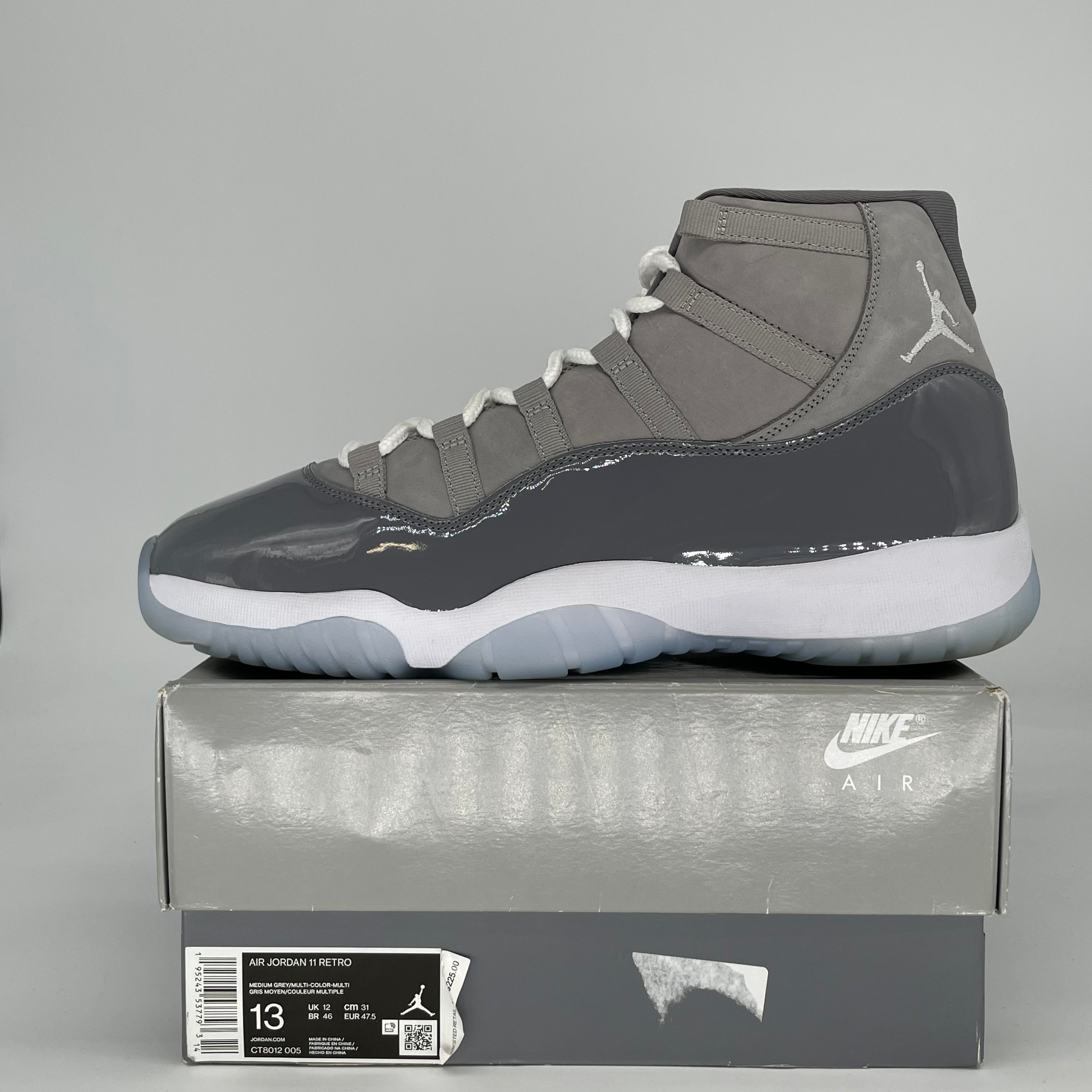 AIR JORDAN 11 COOL GREY CT8012-005 SIZE 13/14.5W