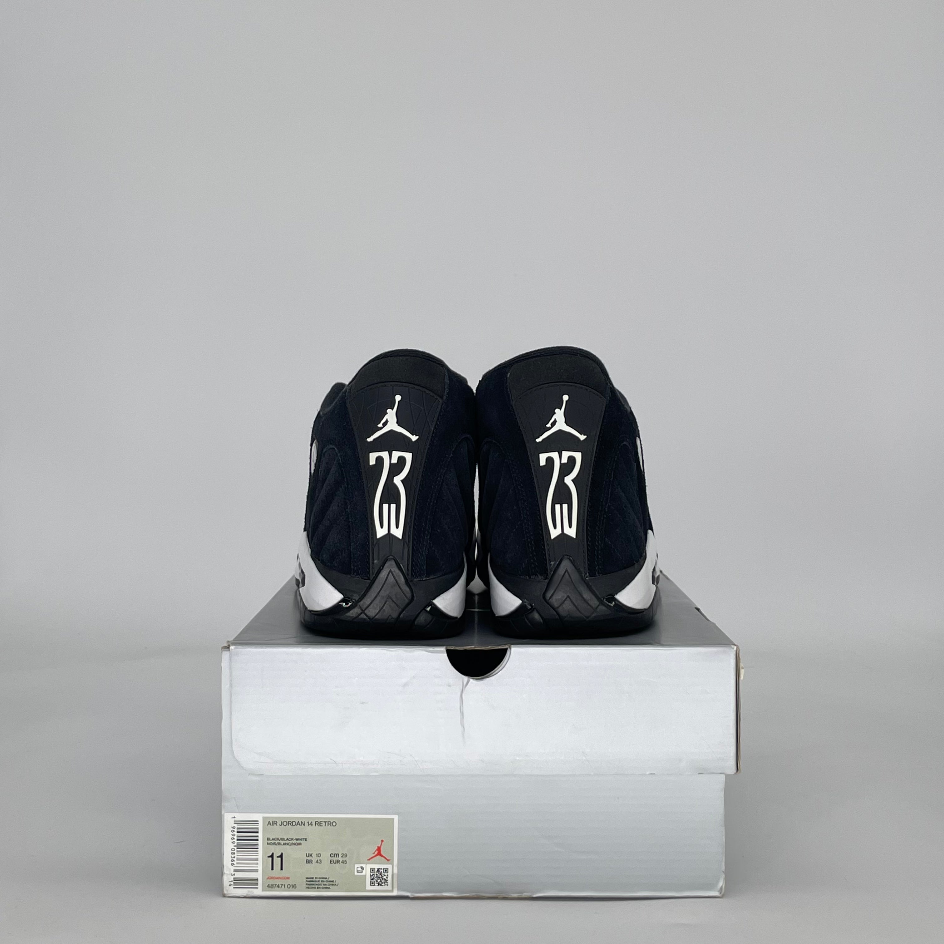 AIR JORDAN 14 BLACK WHITE 487471-016 SIZE 11/12.5W