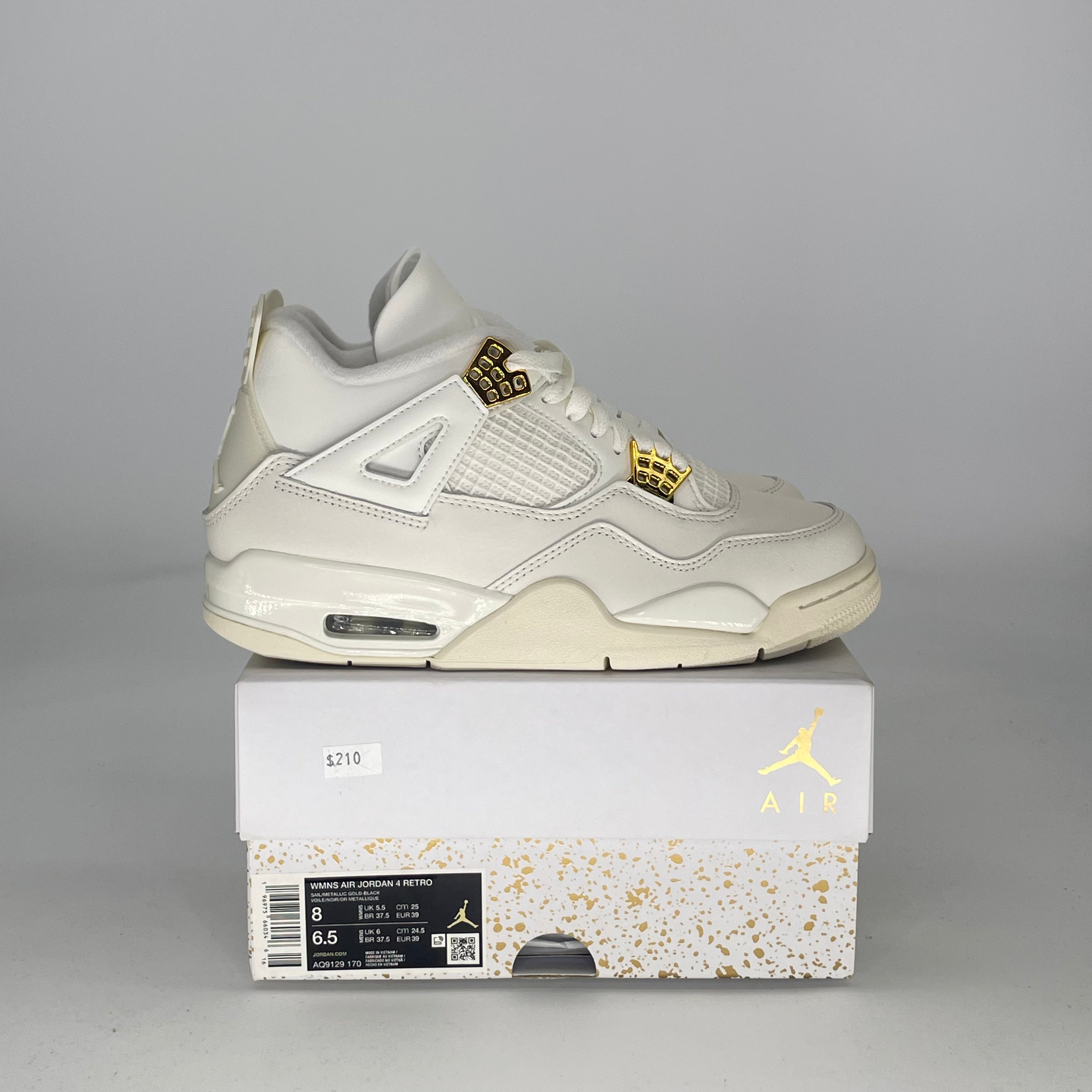 AIR JORDAN 4 METALLIC GOLD AQ9129-170 SIZE 6.5/8W GS