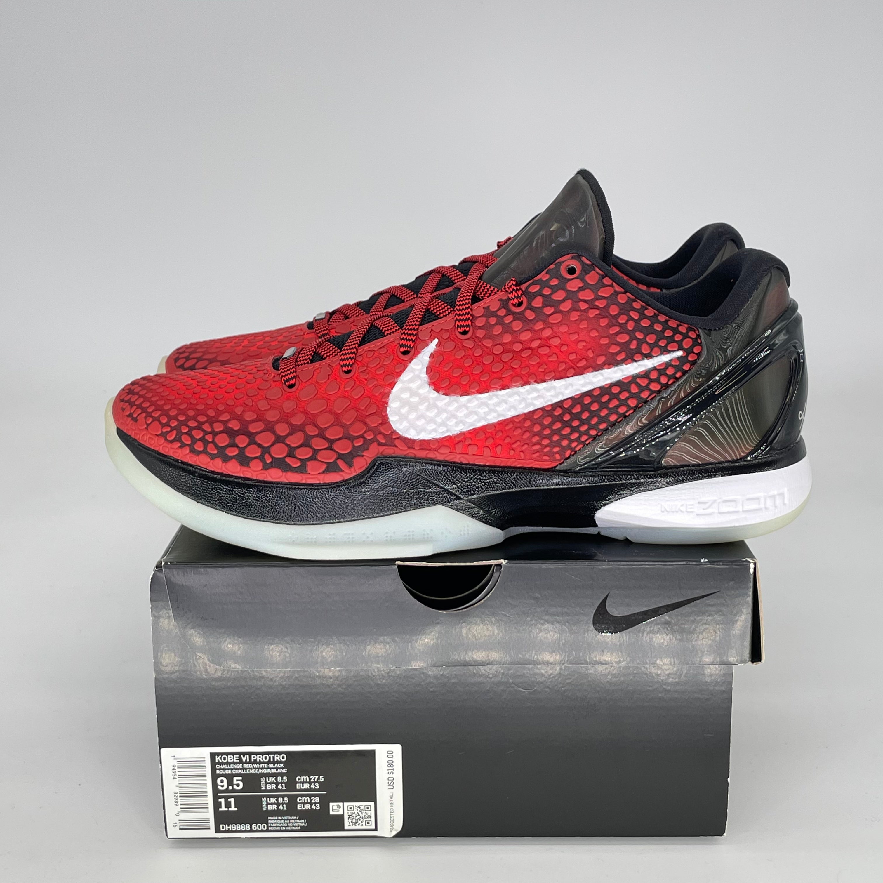 NIKE KOBE 6 PROTRO CHALLENGE RED ALL STAR DH9888-600 SIZE 9.5/11W