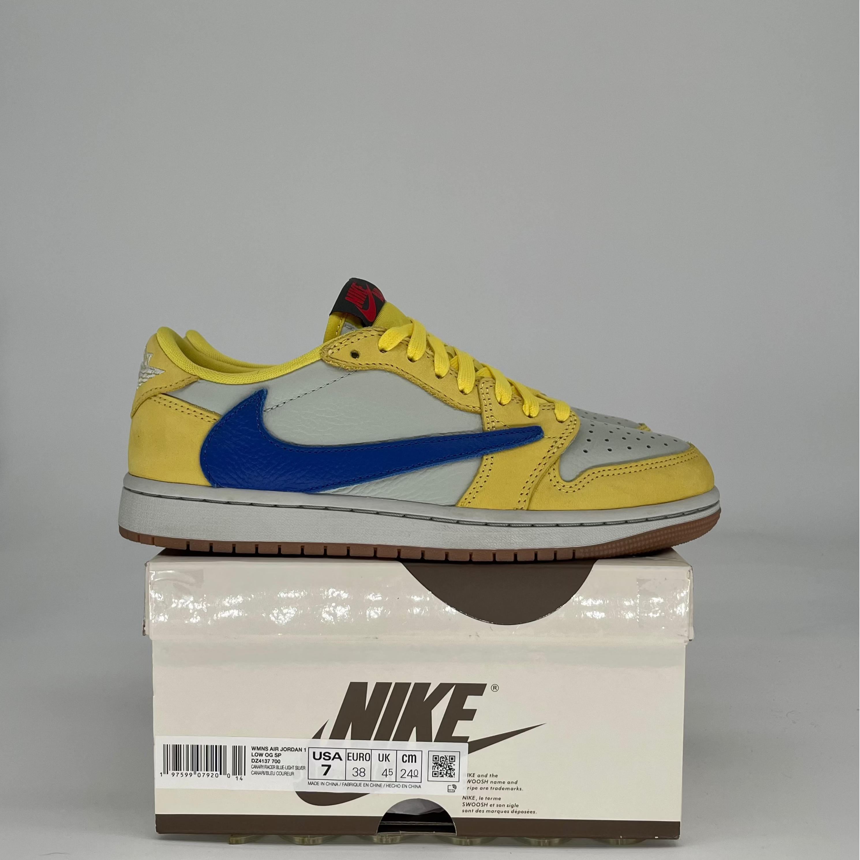 AIR JORDAN 1 TRAVIS SCOTT CANARY W DZ4137-700 SIZE 5.5/7W