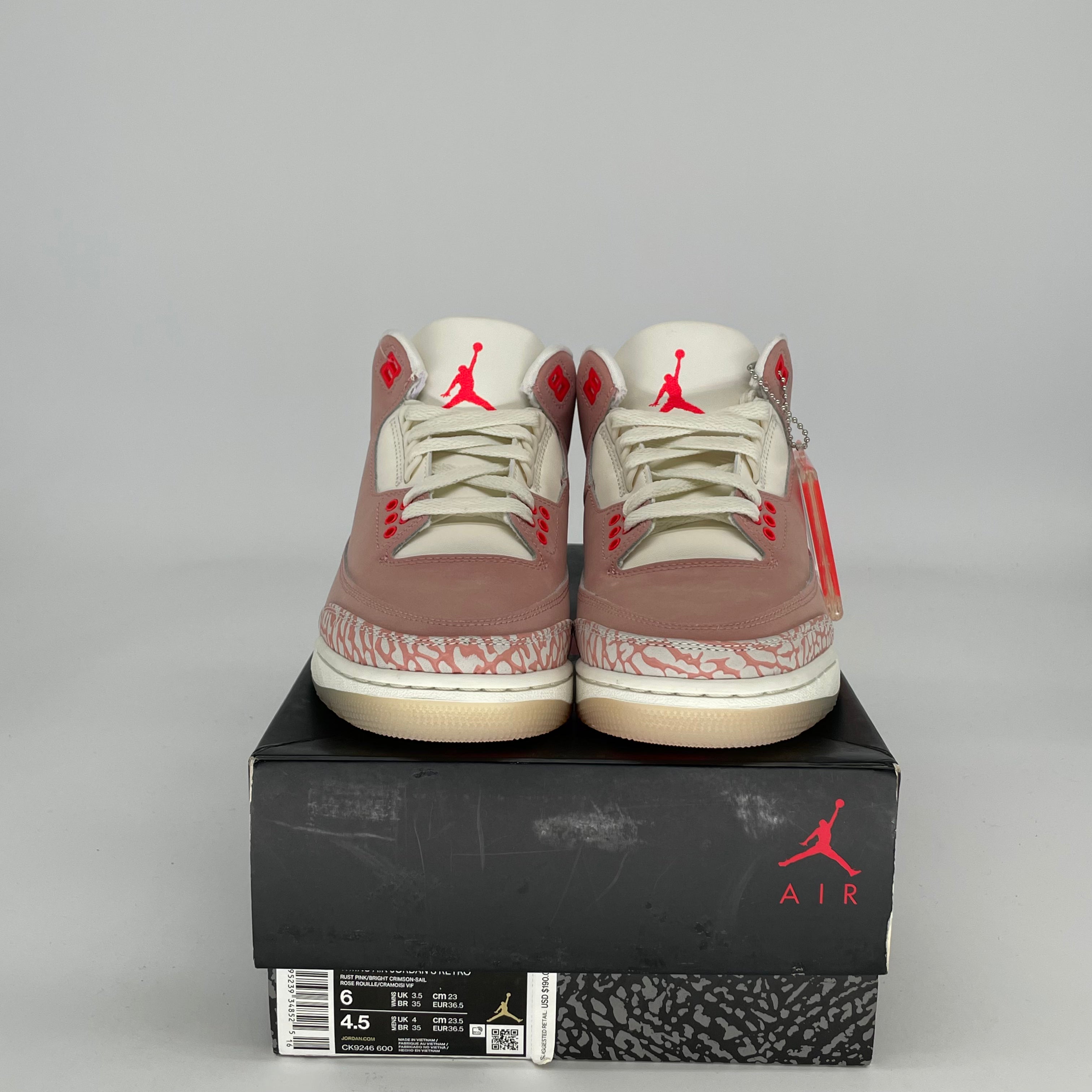 AIR JORDAN 3 RUST PINK W CK9246-600 SIZE 4.5/6W