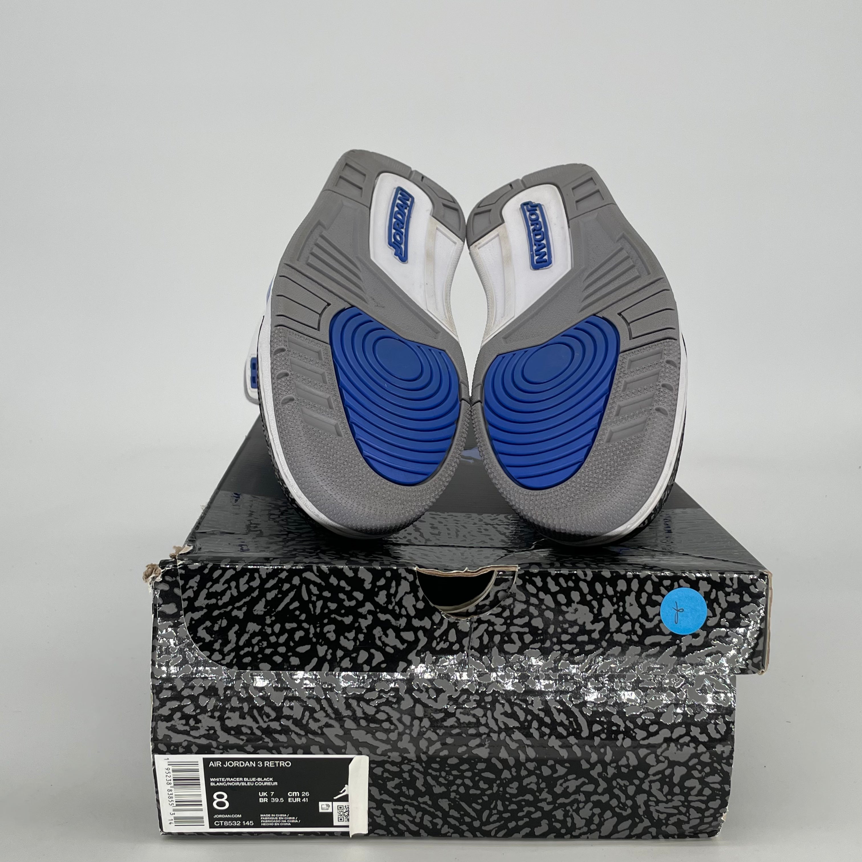AIR JORDAN 3 RACER BLUE CT8532-145 SIZE 8/9.5W