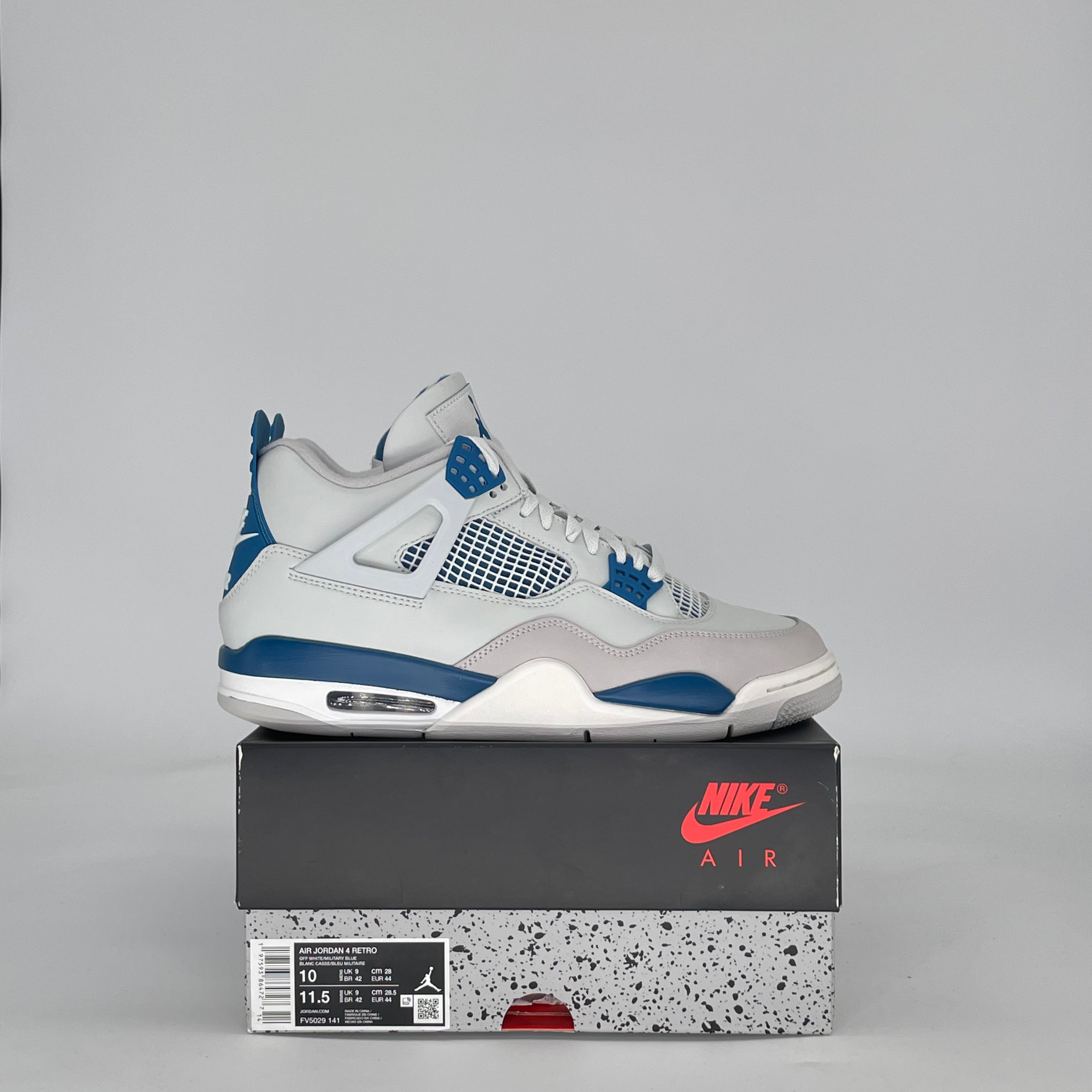 AIR JORDAN 4 MILITARY BLUE FV5029-141 SIZE 10/11.5W
