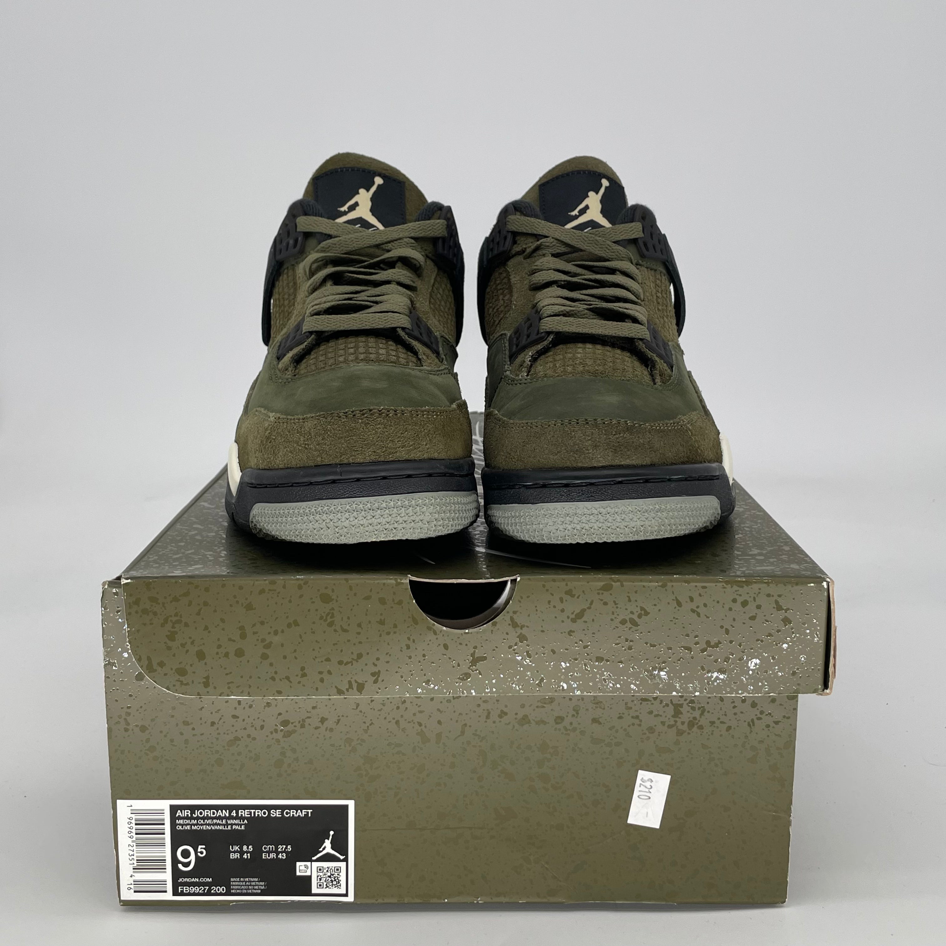 AIR JORDAN 4 CRAFT MEDIUM OLIVE FB9927-200 SIZE 9.5/11W