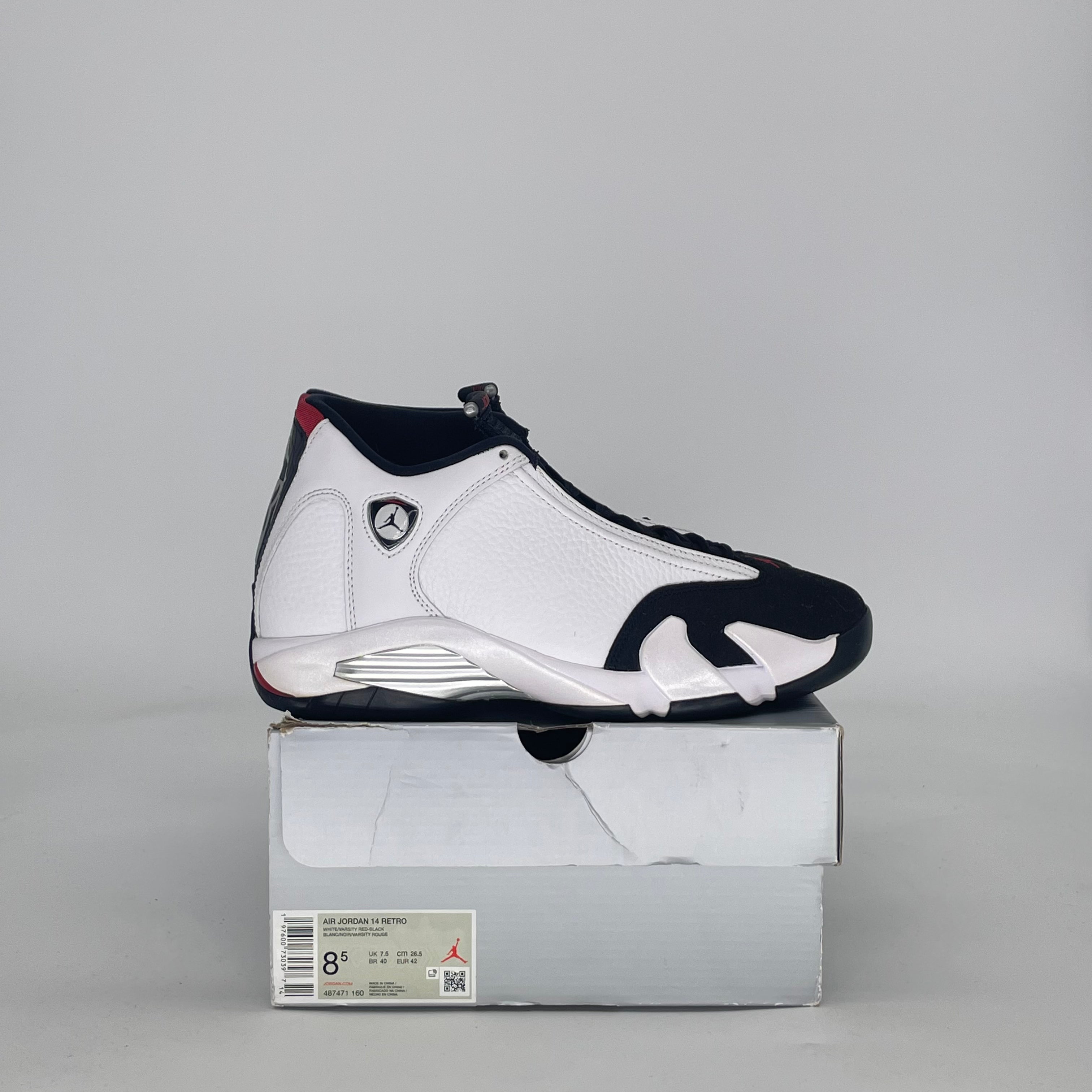 AIR JORDAN 14 BLACK TOE 487471-160 SIZE 8.5/10W