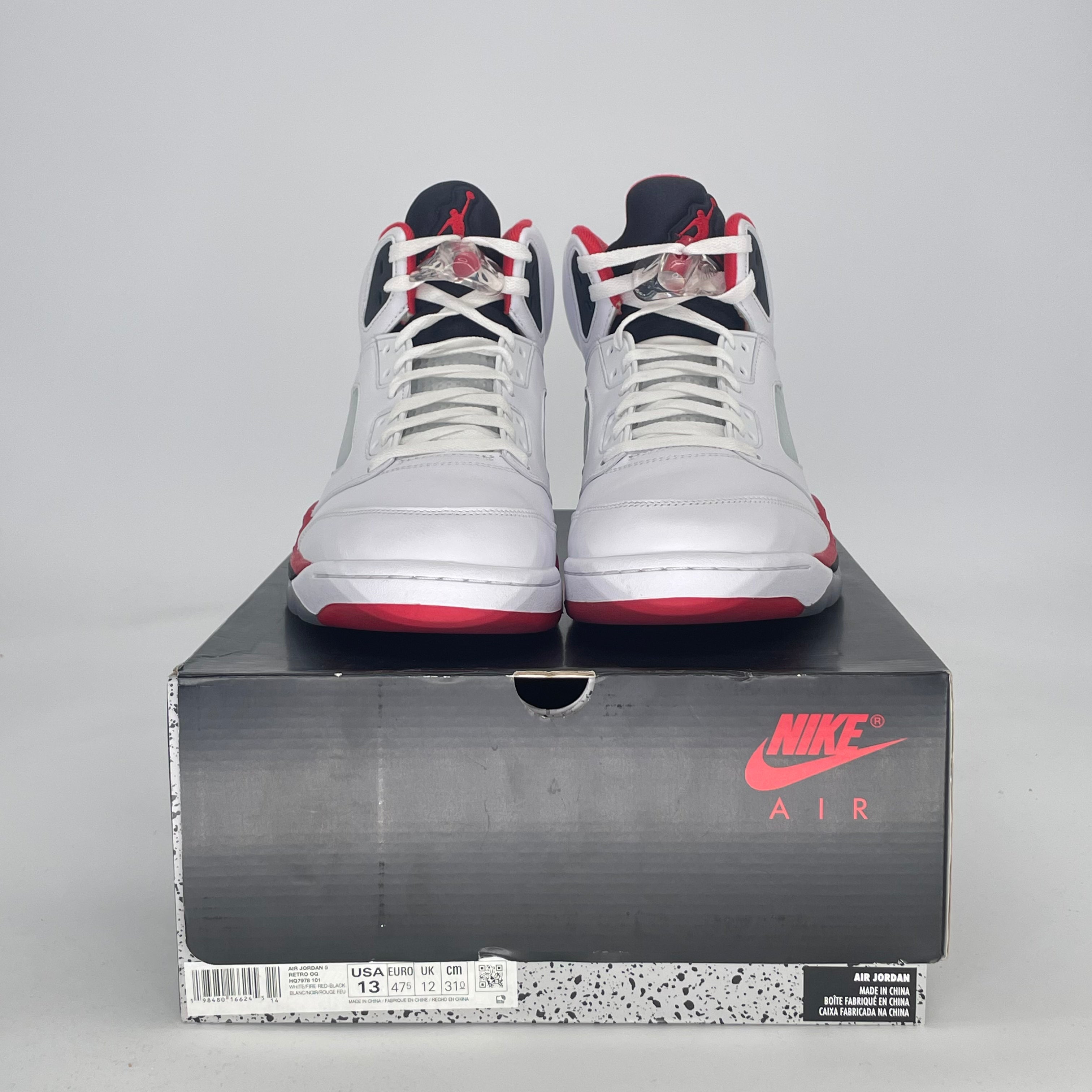 AIR JORDAN 5 FIRE RED BLACK TONGUE HQ7978-101 SIZE 13/14.5W