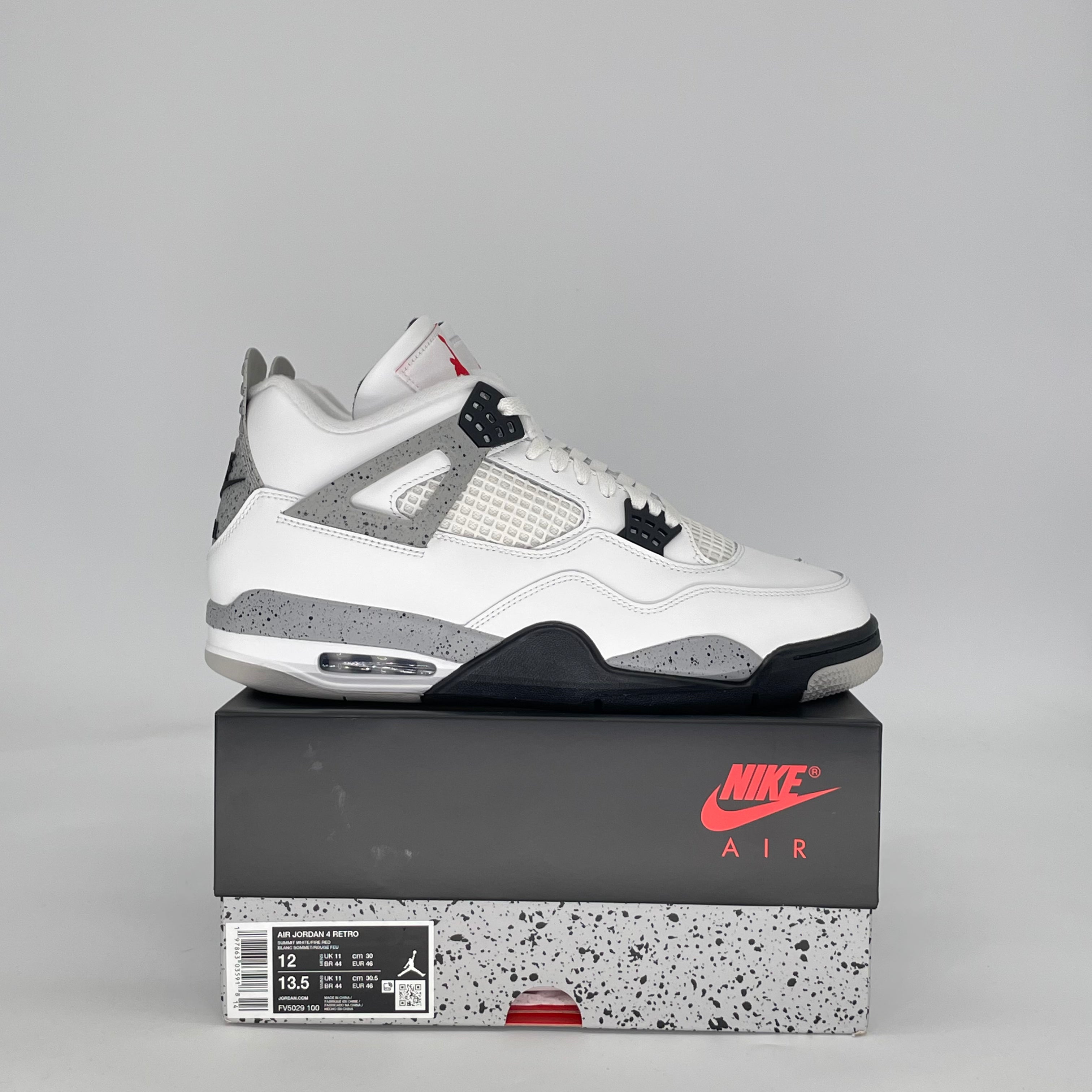 AIR JORDAN 4 WHITE CEMENT FV5029-100 SIZE 12/13.5W