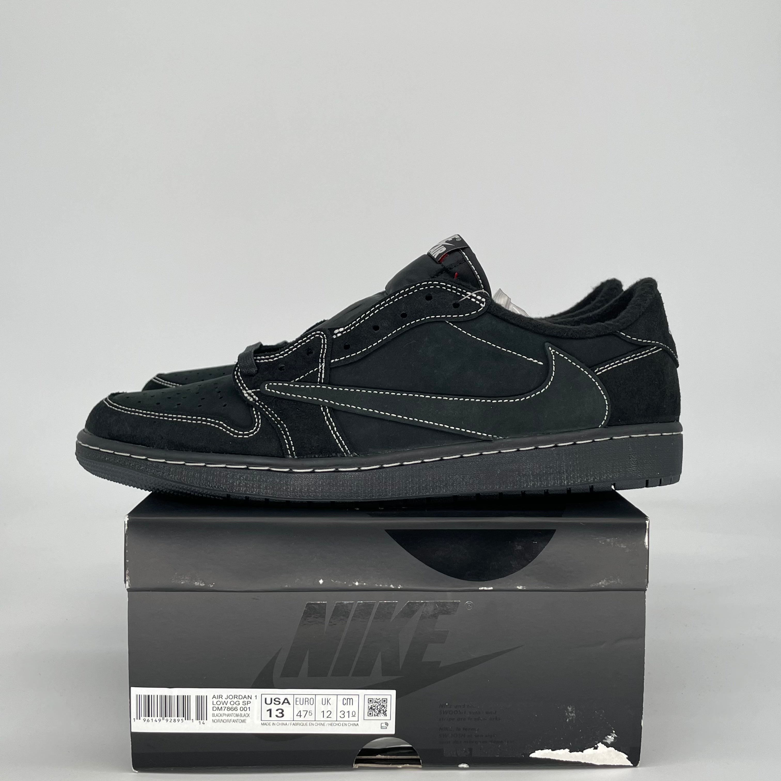 TRAVIS SCOTT X AIR JORDAN 1 LOW BLACK PHANTOM DM7866-001 SIZE 13/14.5W
