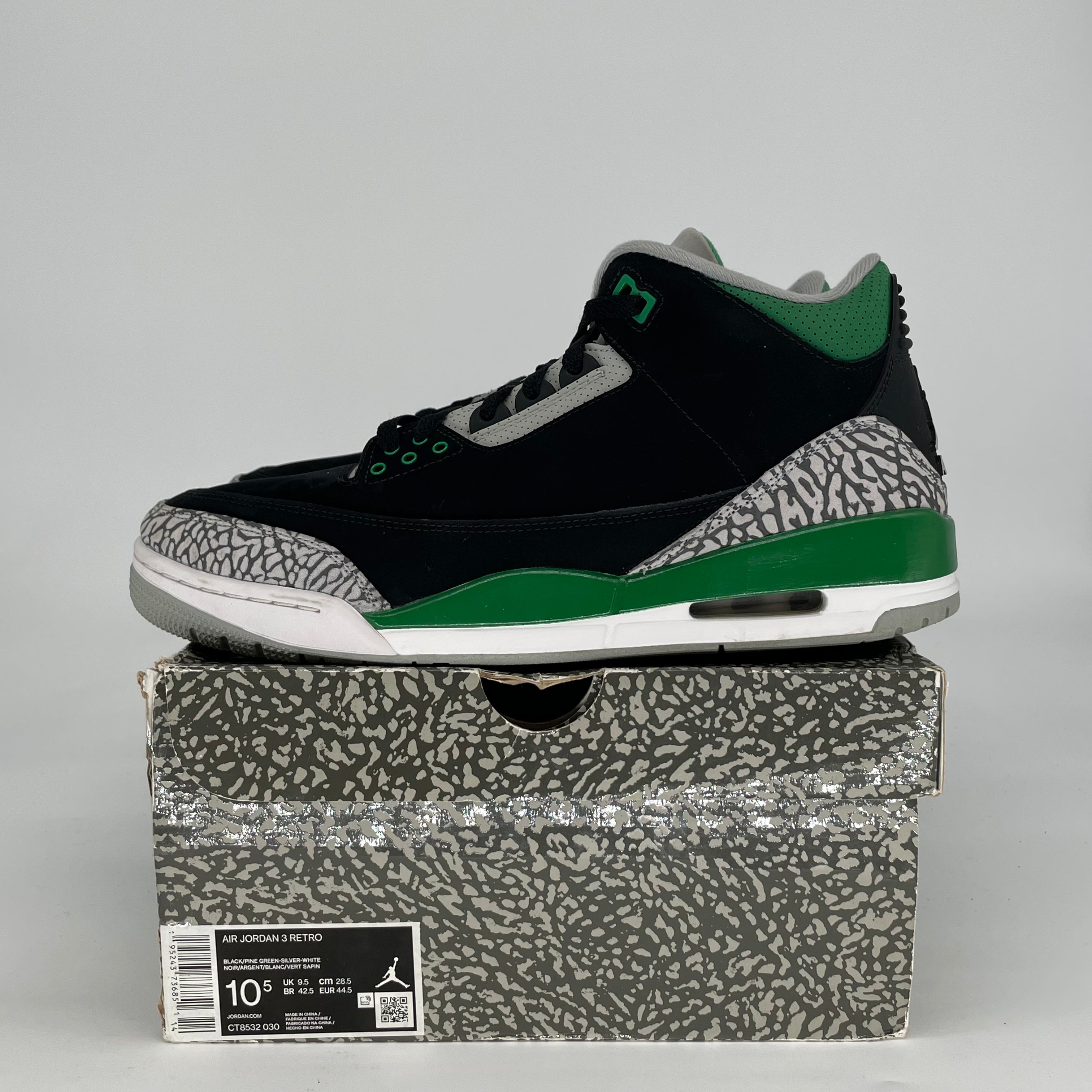 AIR JORDAN 3 PINE GREEN CT8532-030 SIZE 10.5/12W