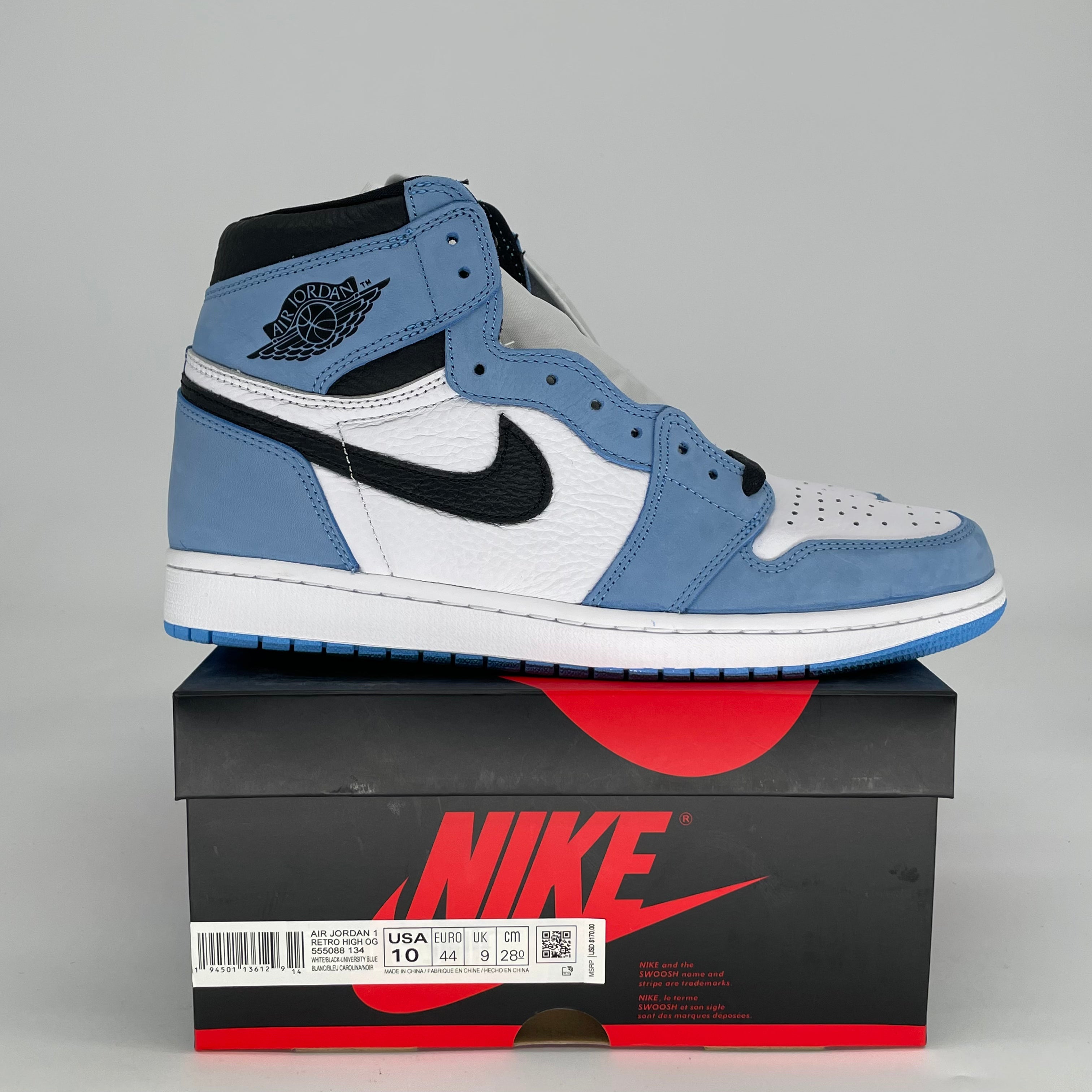 AIR JORDAN 1 UNIVERSITY BLUE 555088-134 SIZE 10/11.5W