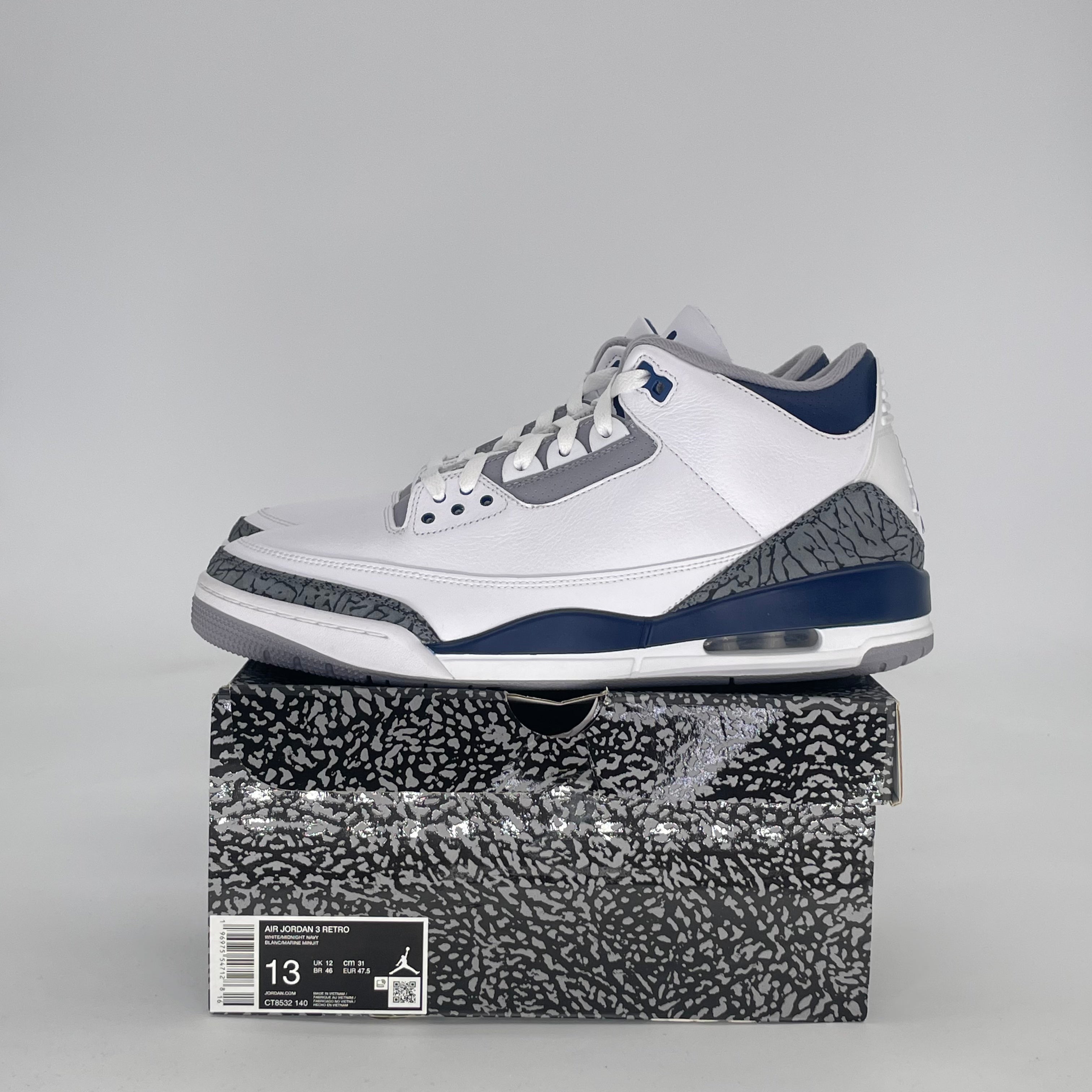AIR JORDAN 3 MIDNIGHT NAVY CT8532-140 SIZE 13/14.5W