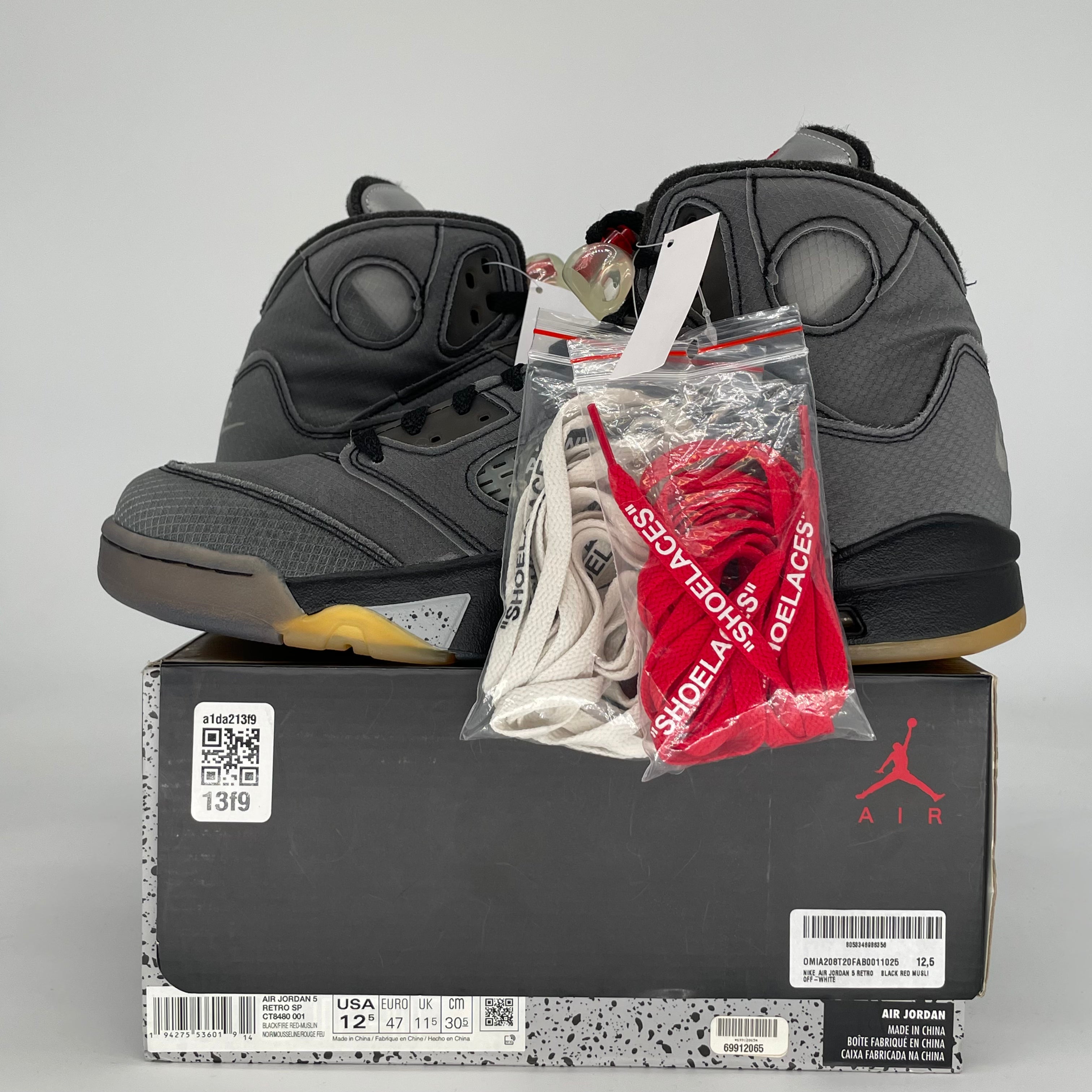 OFF-WHITE X AIR JORDAN 5 MUSLIN CT8480-001 SIZE 12.5/14W