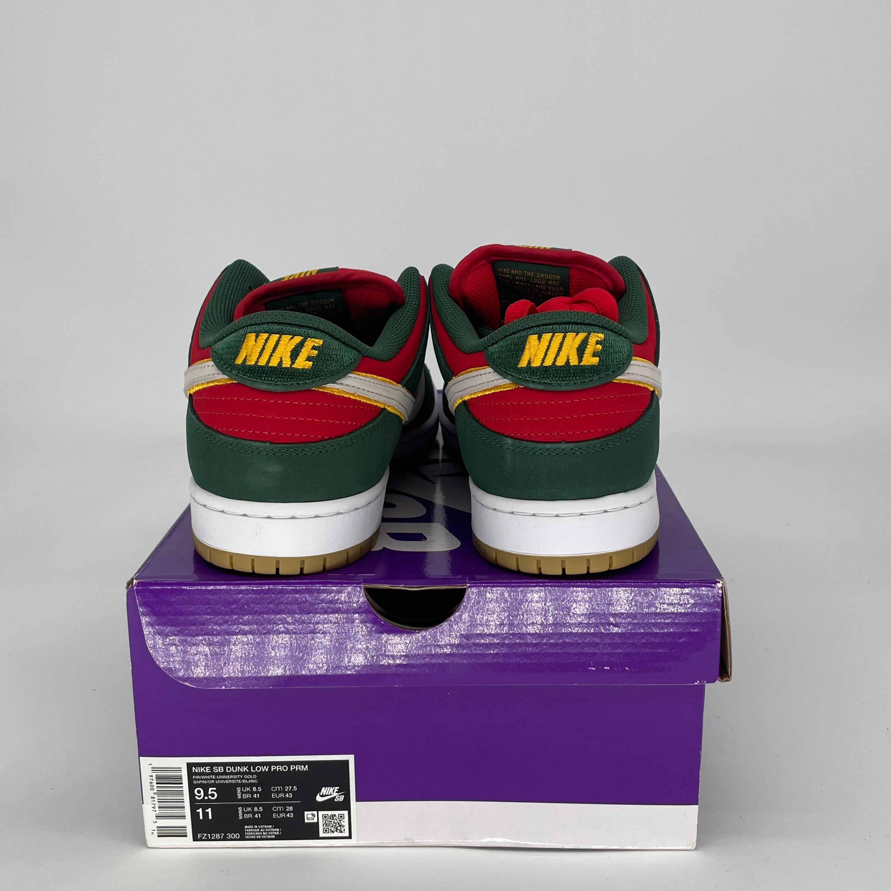 NIKE SB DUNK LOW SEATTLE SUPERSONICS FZ1287-300 SIZE 9.5/11W