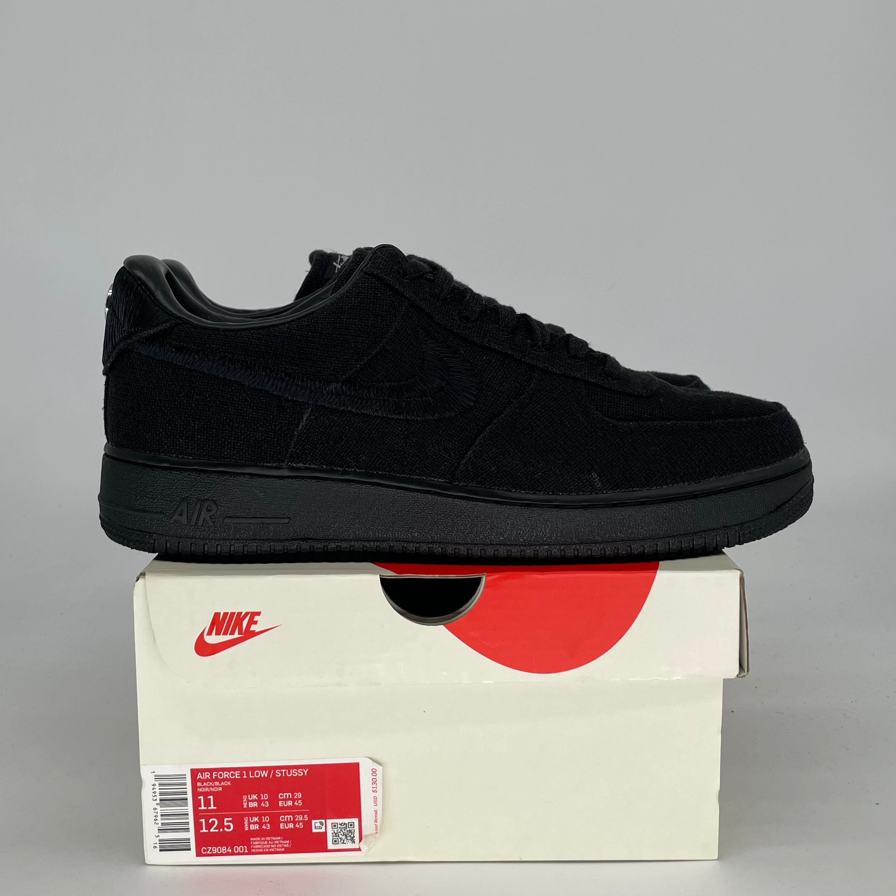 NIKE AIR FORCE 1 LOW X STUSSY BLACK CZ9084-001 SIZE 11/12.5W