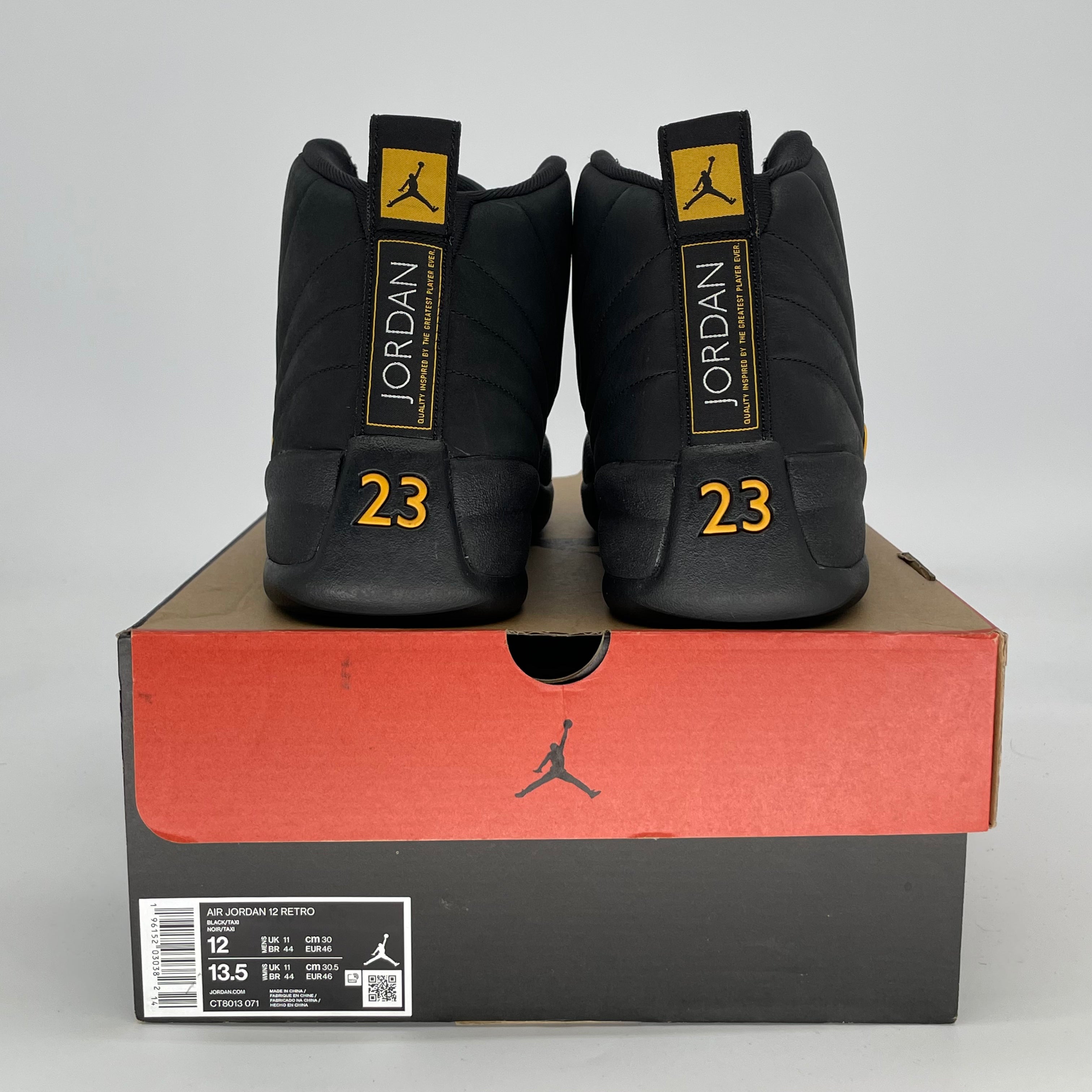 AIR JORDAN 12 BLACK TAXI CT8013-071 SIZE 12/13.5W