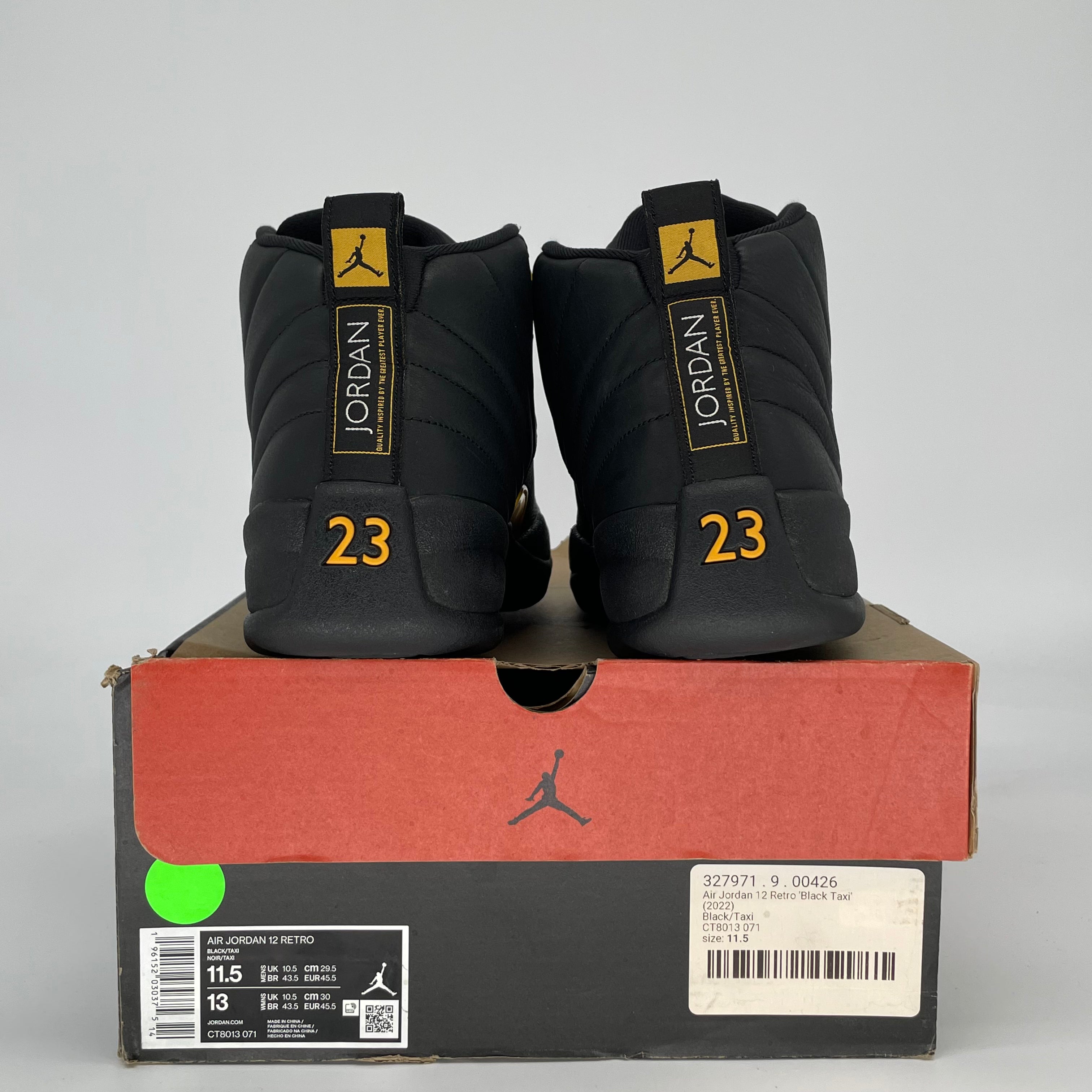 AIR JORDAN 12 BLACK TAXI CT8013-071 SIZE 11.5/13W