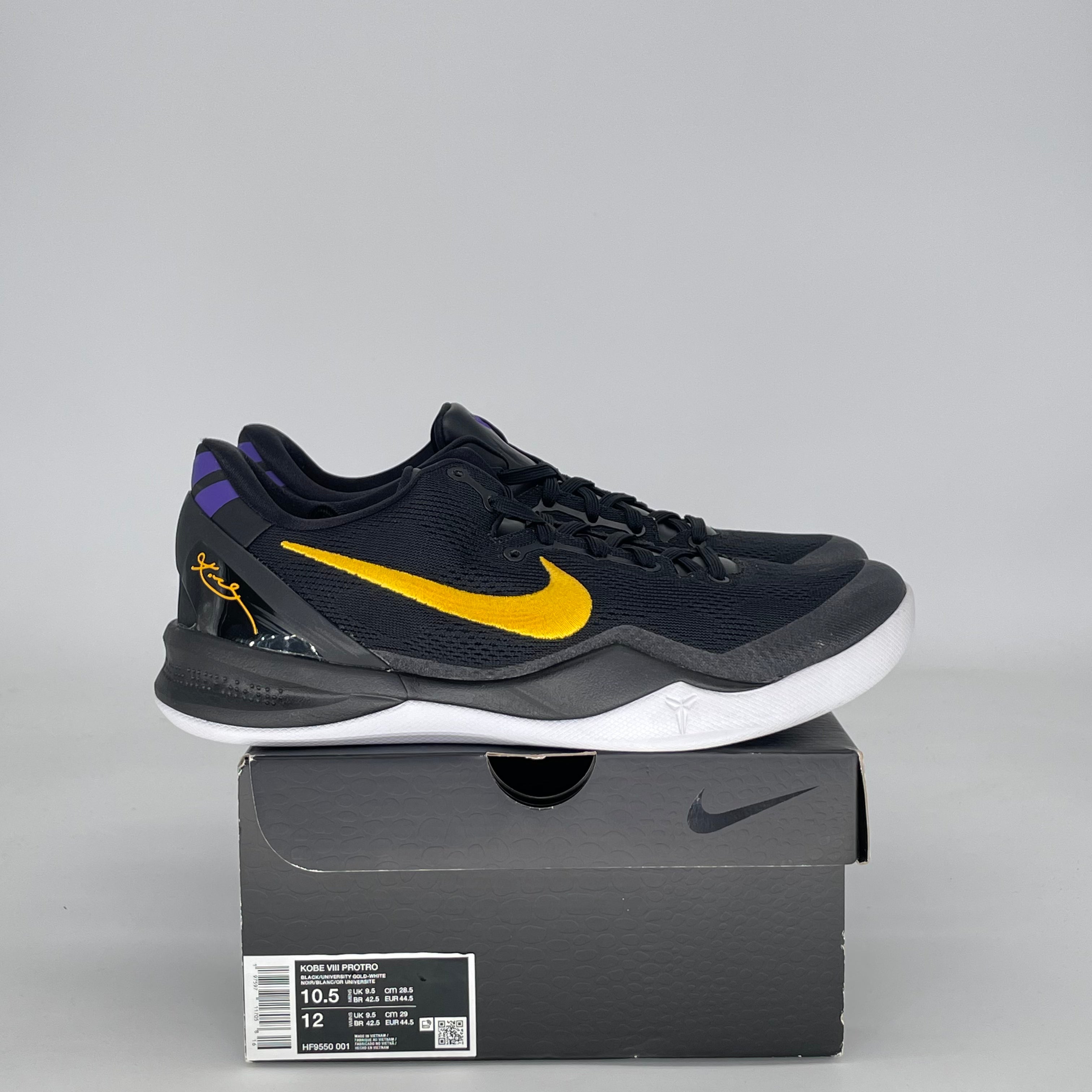 NIKE KOBE 8 PROTRO LAKERS AWAY HF9550-001 SIZE 10.5/12W