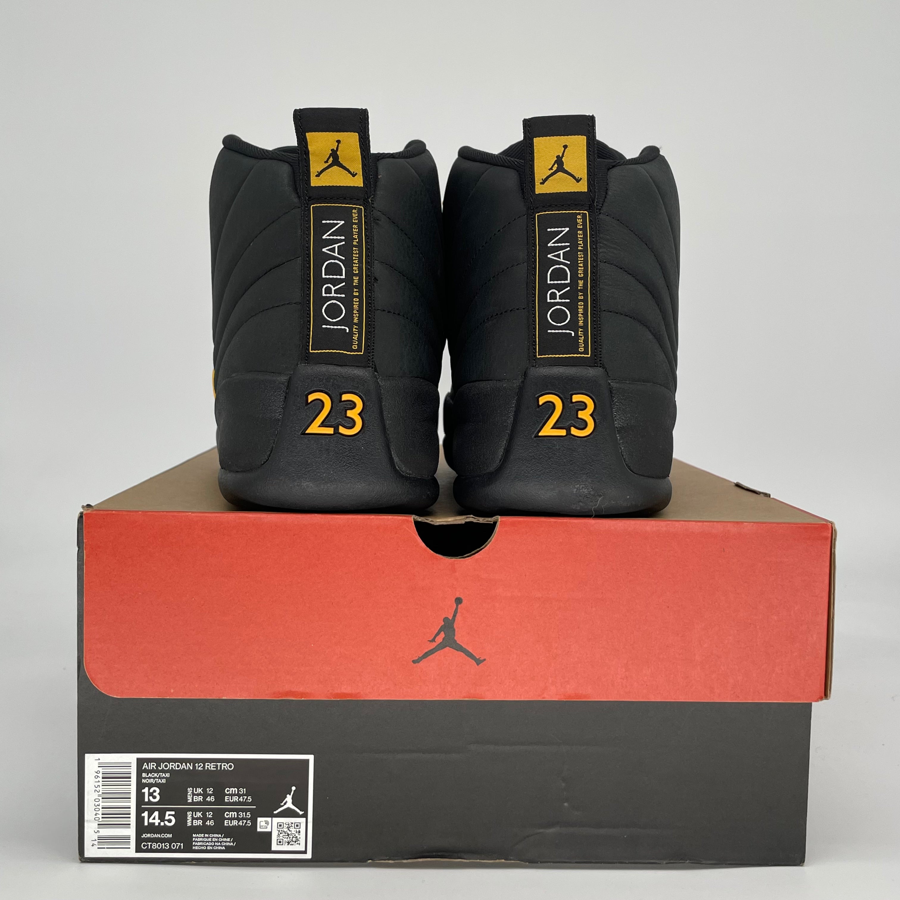 AIR JORDAN 12 BLACK TAXI CT8013-071 SIZE 13/14.5W