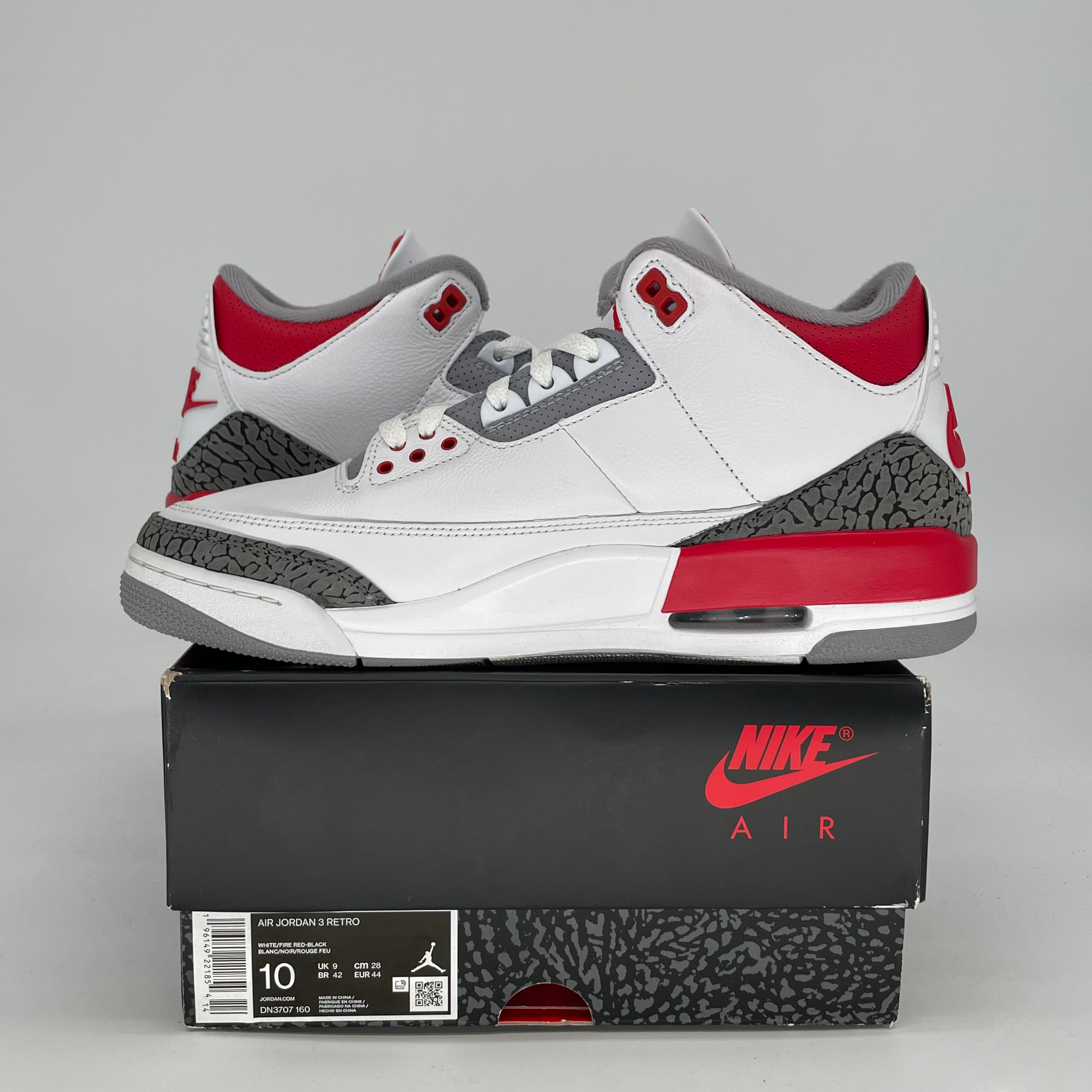 AIR JORDAN 3 FIRE RED DN3707-160 SIZE 10/11.5W