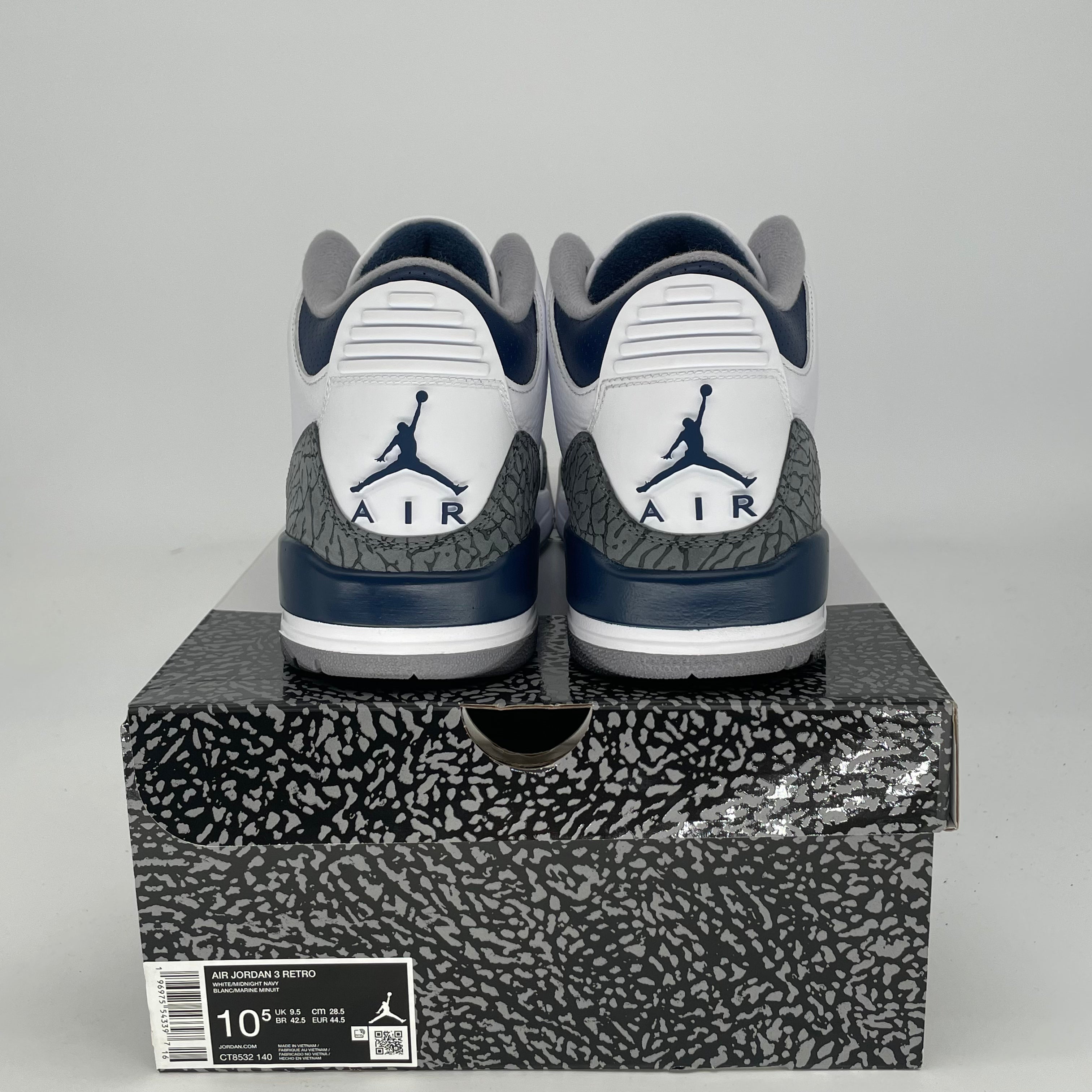 AIR JORDAN 3 MIDNIGHT NAVY CT8532-140 SIZE 10.5/12W