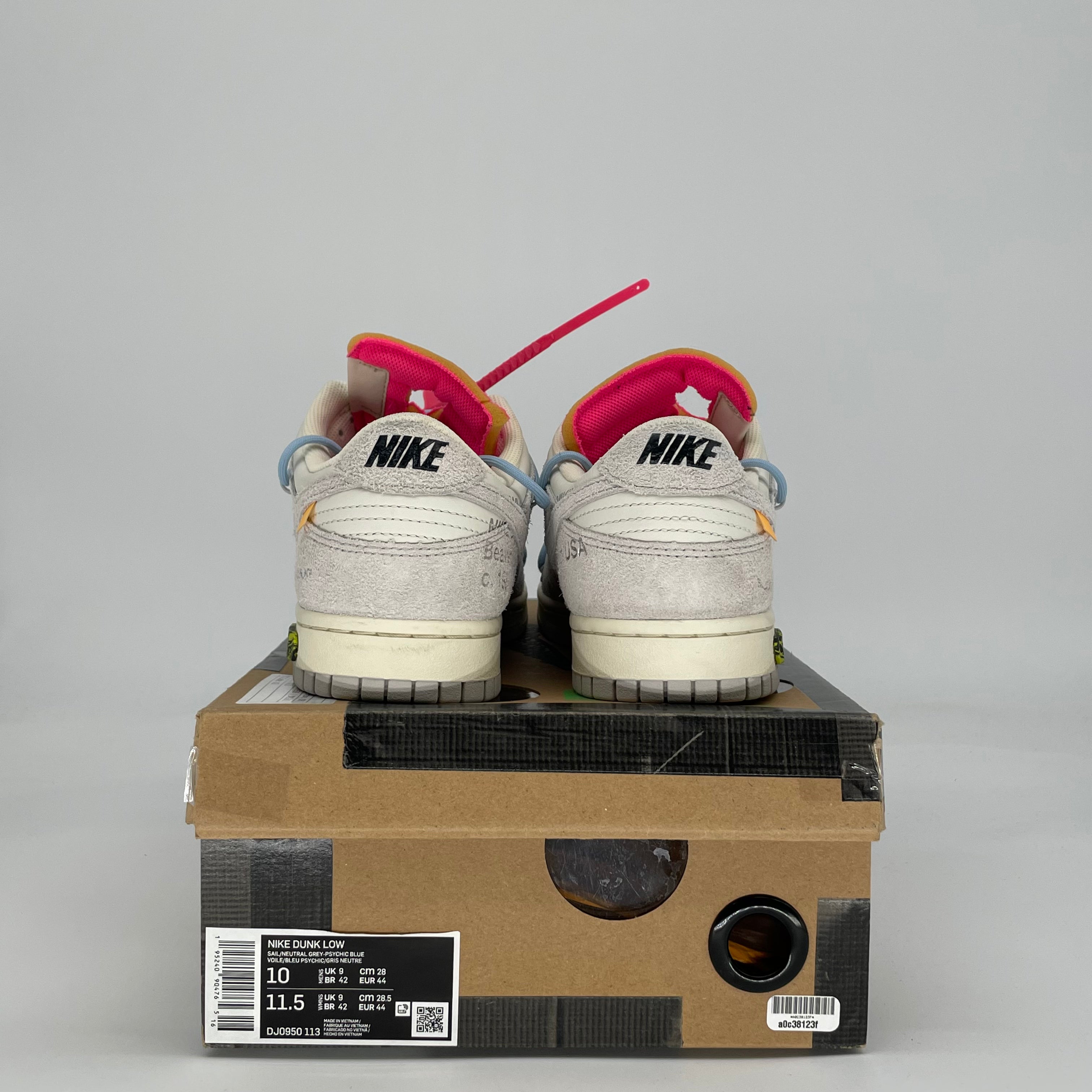 NIKE DUNK LOW OFF WHITE LOT 38 DJ0950-113 SIZE 10/11.5W