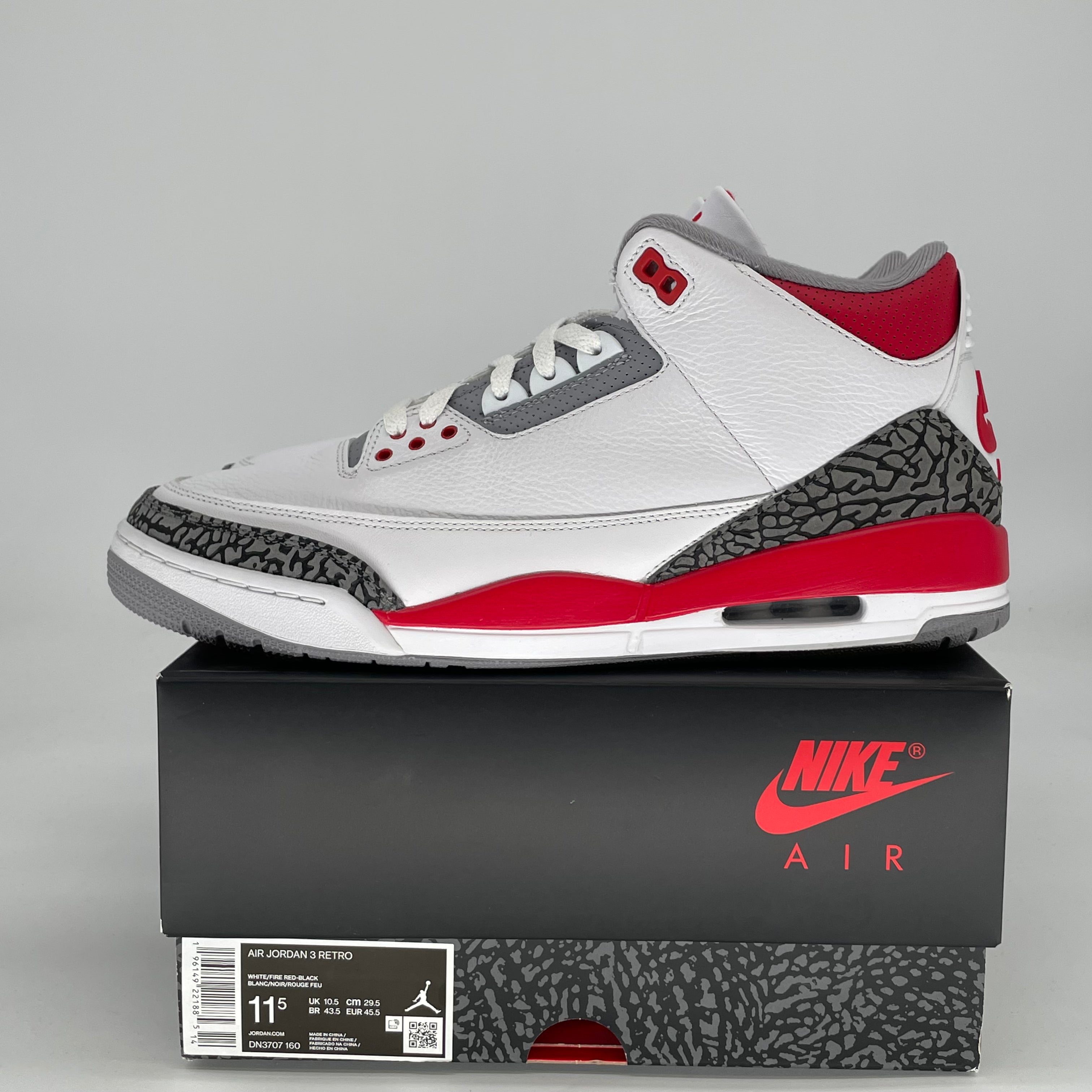AIR JORDAN 3 FIRE RED DN3707-160 SIZE 11.5/13W