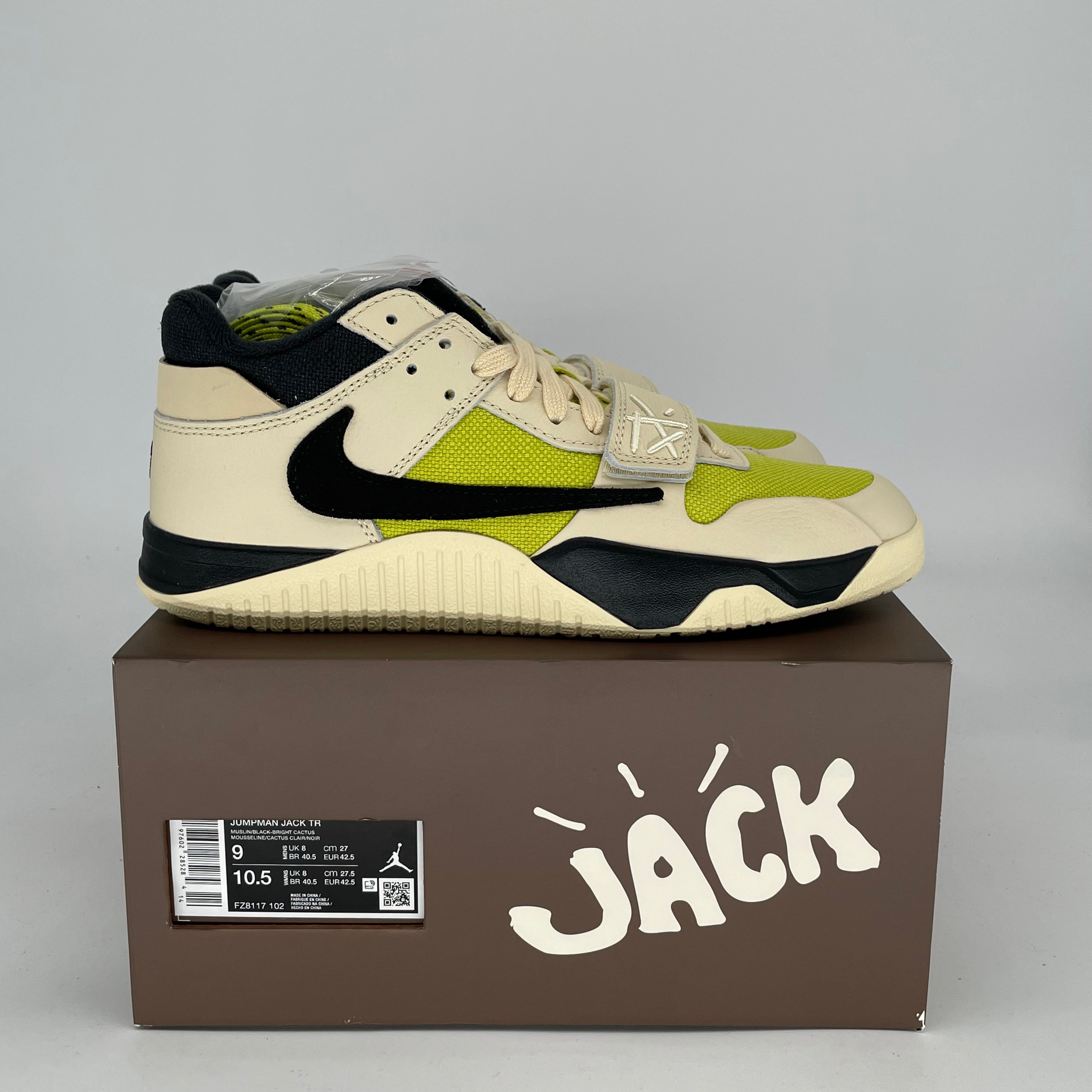 TRAVIS SCOTT X JORDAN JUMPMAN JACK TR BRIGHT CACTUS FZ8117-102 9/10.5W