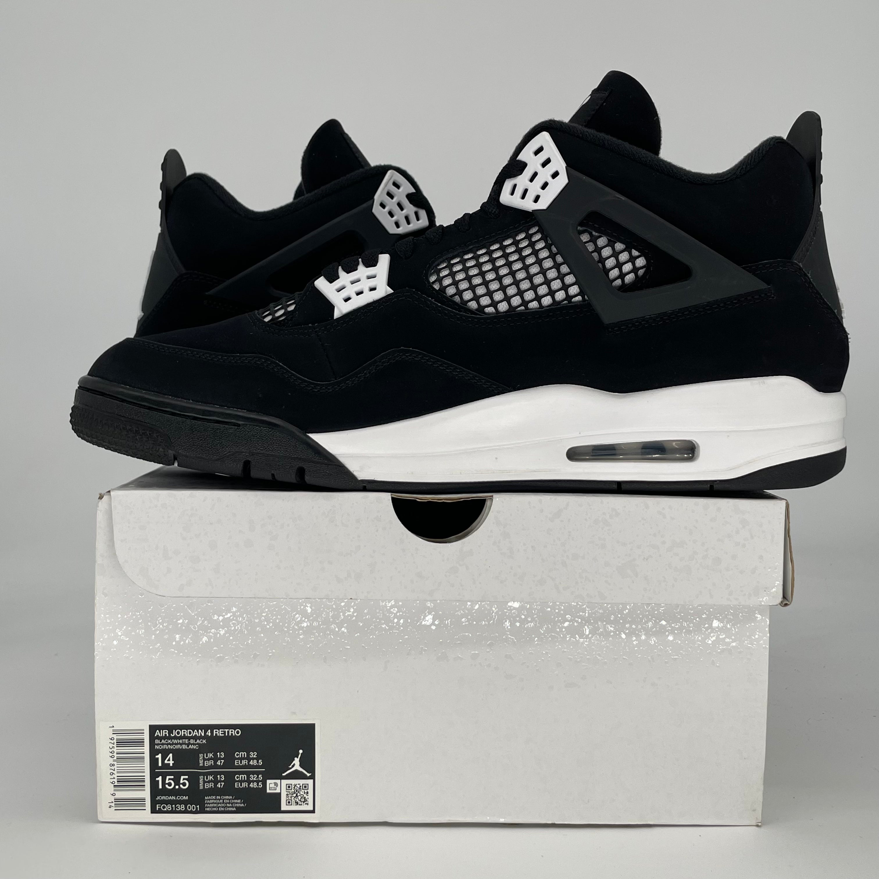 AIR JORDAN 4 WHITE THUNDER FQ8138-001 SIZE 14/15.5W