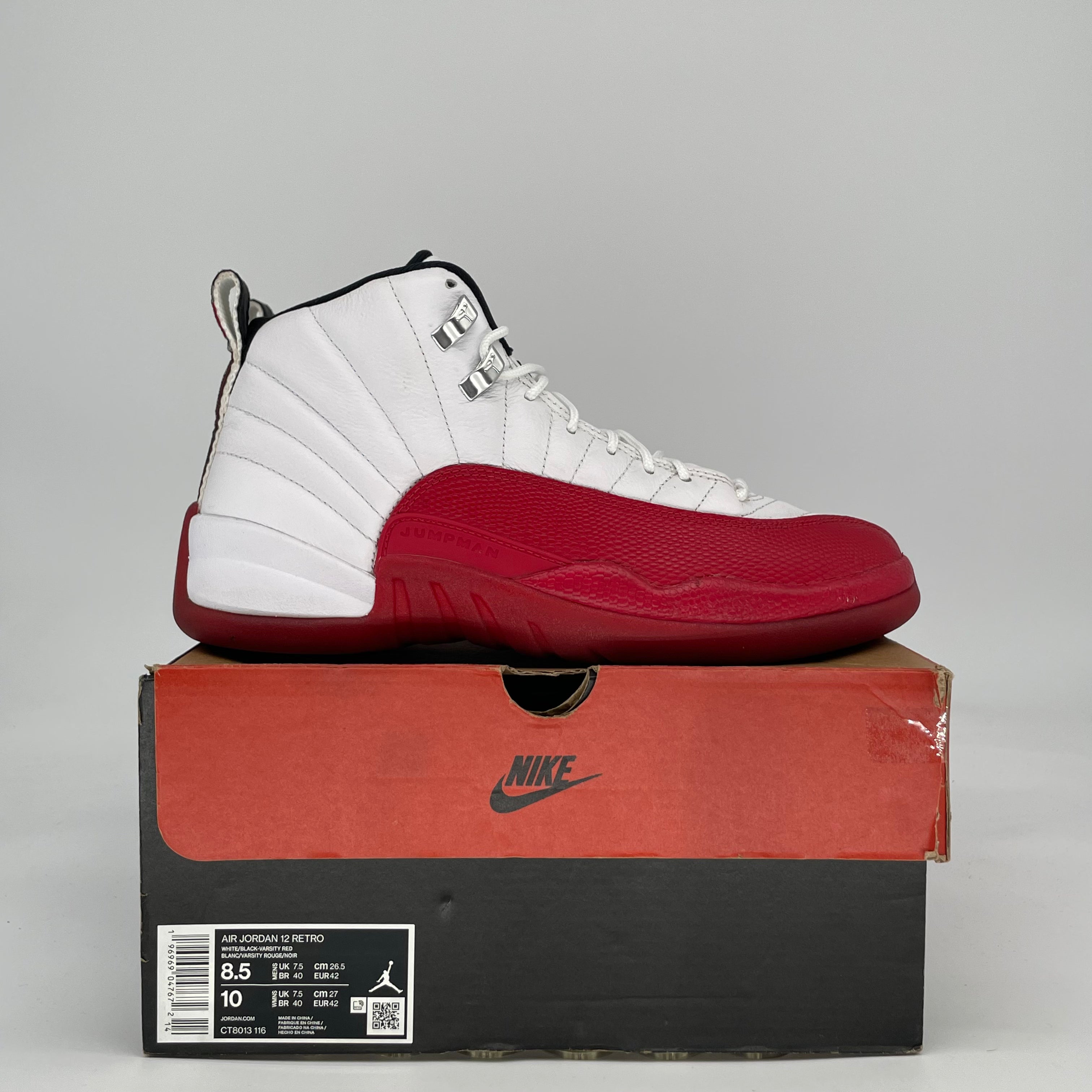 AIR JORDAN 12 CHERRY CT8013-116 SIZE 8.5/10W