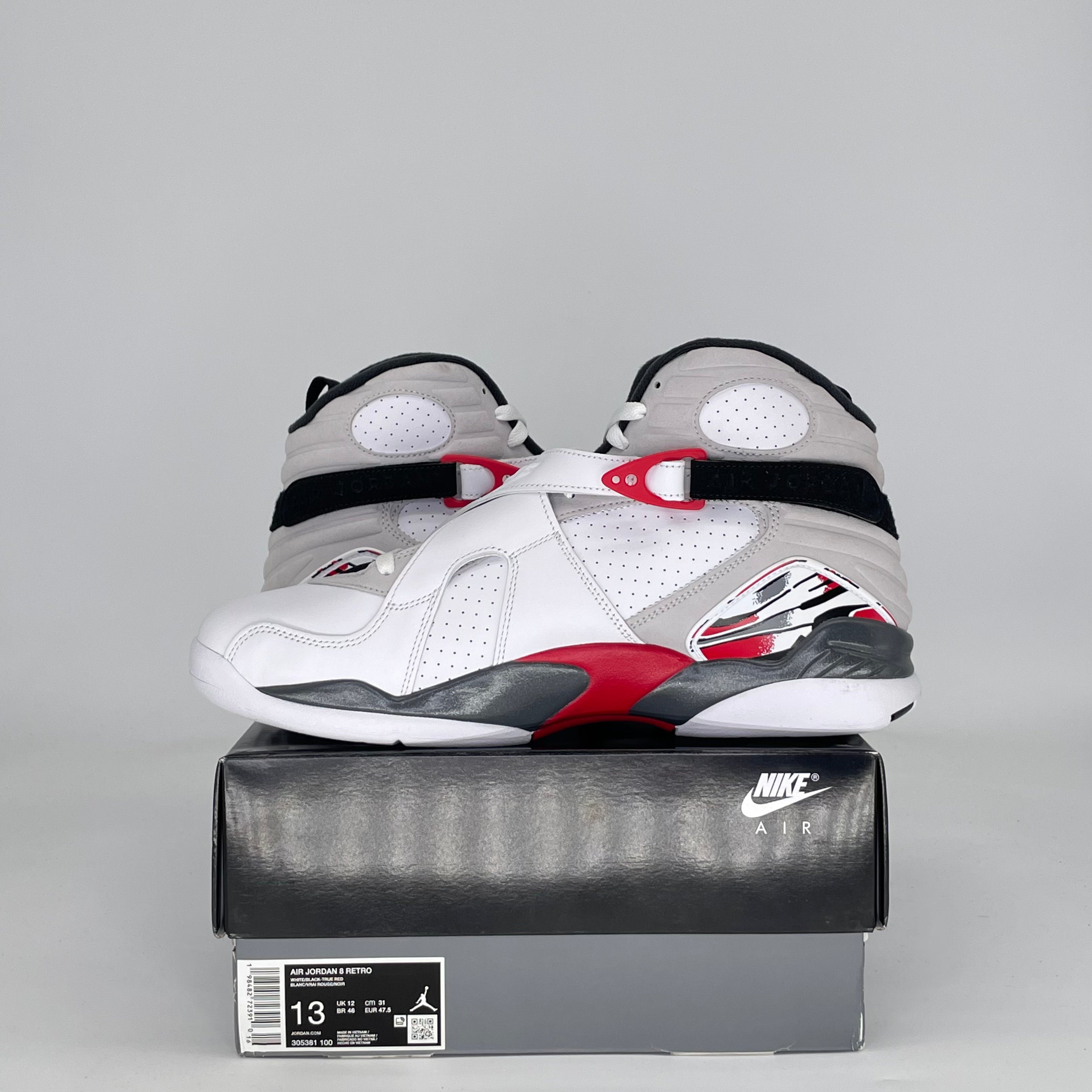 AIR JORDAN 8 WHITE TRUE RED BUGS BUNNY 305381-100 SIZE 13/14.5W