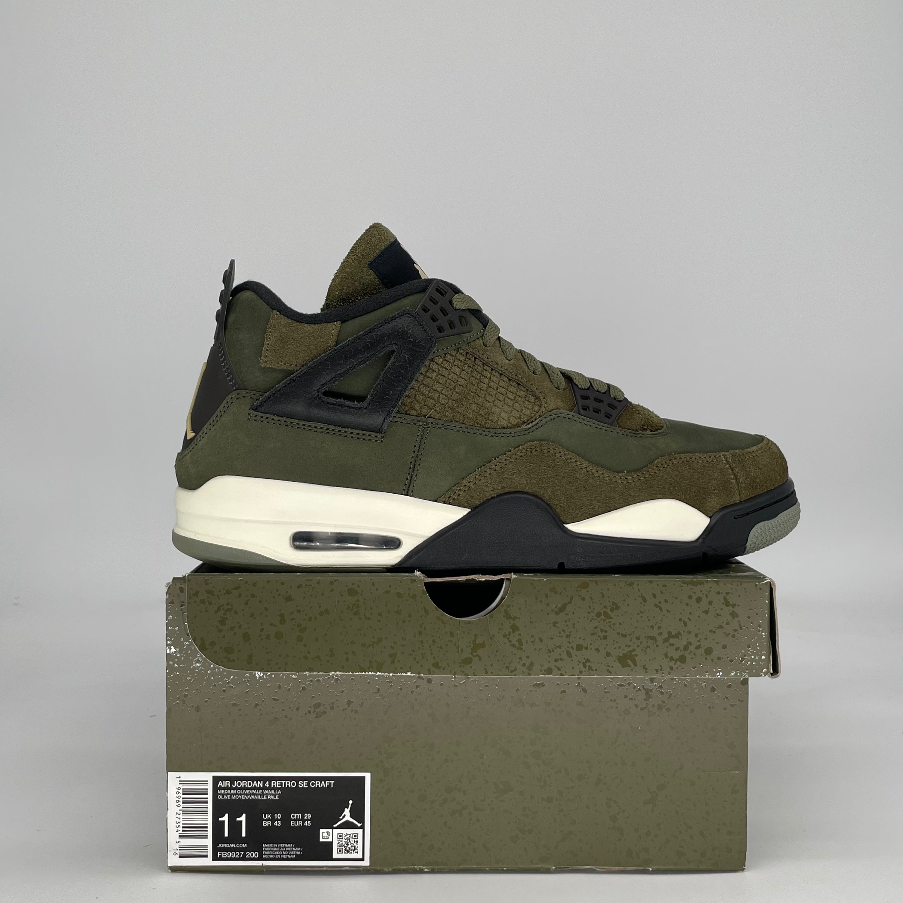 AIR JORDAN 4 CRAFT MEDIUM OLIVE FB9927-200 SIZE 11/12.5W