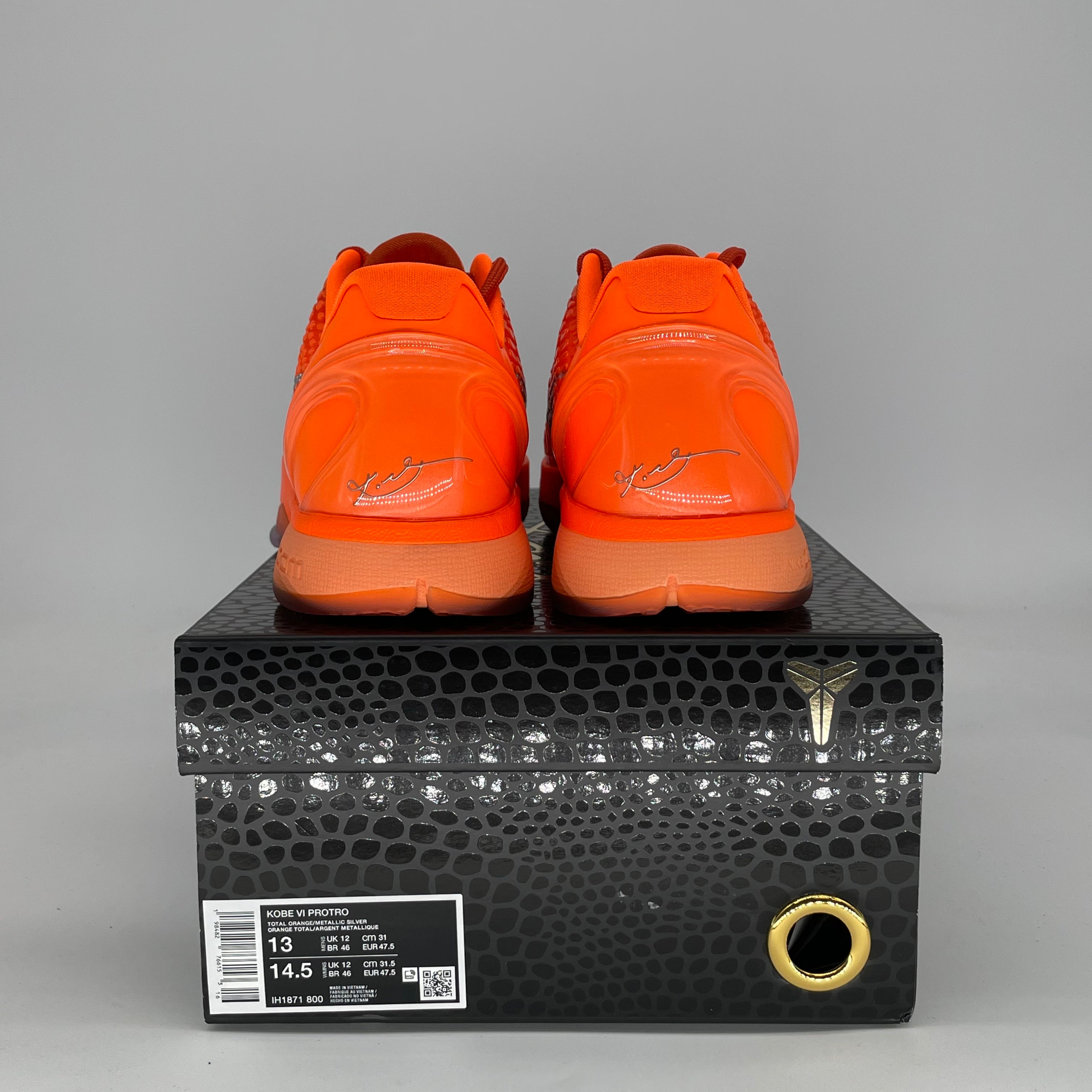 NIKE KOBE 6 PROTRO TOTAL ORANGE IH1871-800 SIZE 13/14.5W