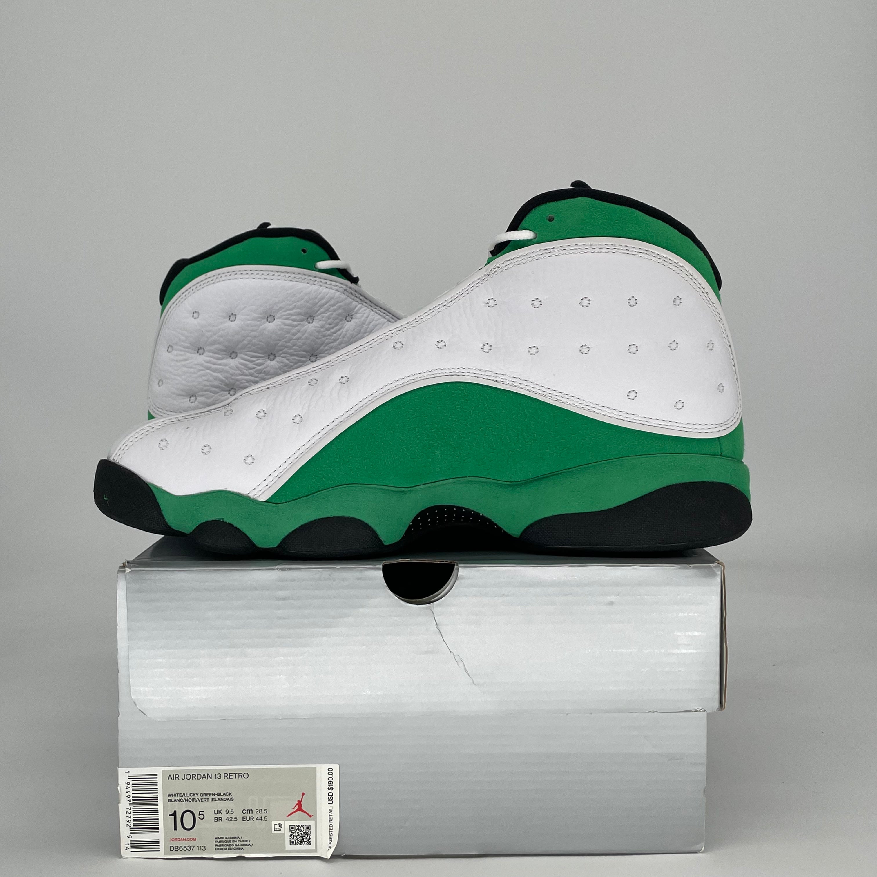 AIR JORDAN 13 WHITE LUCKY GREEN DB6537-113 SIZE 10/11.5W